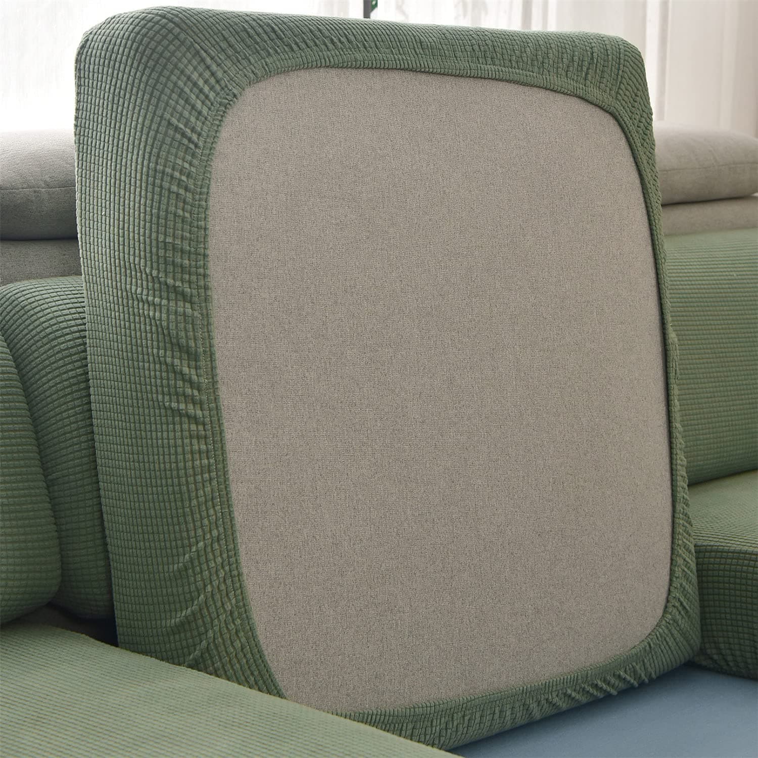 ZYXFYY Stretch Sofa Seat Cushion Cover Super Soft Couch Seat Cover Sofa Cushion Protector Jacquard Polyester Fabric with Elastic (Cypress Green,2-Seater)