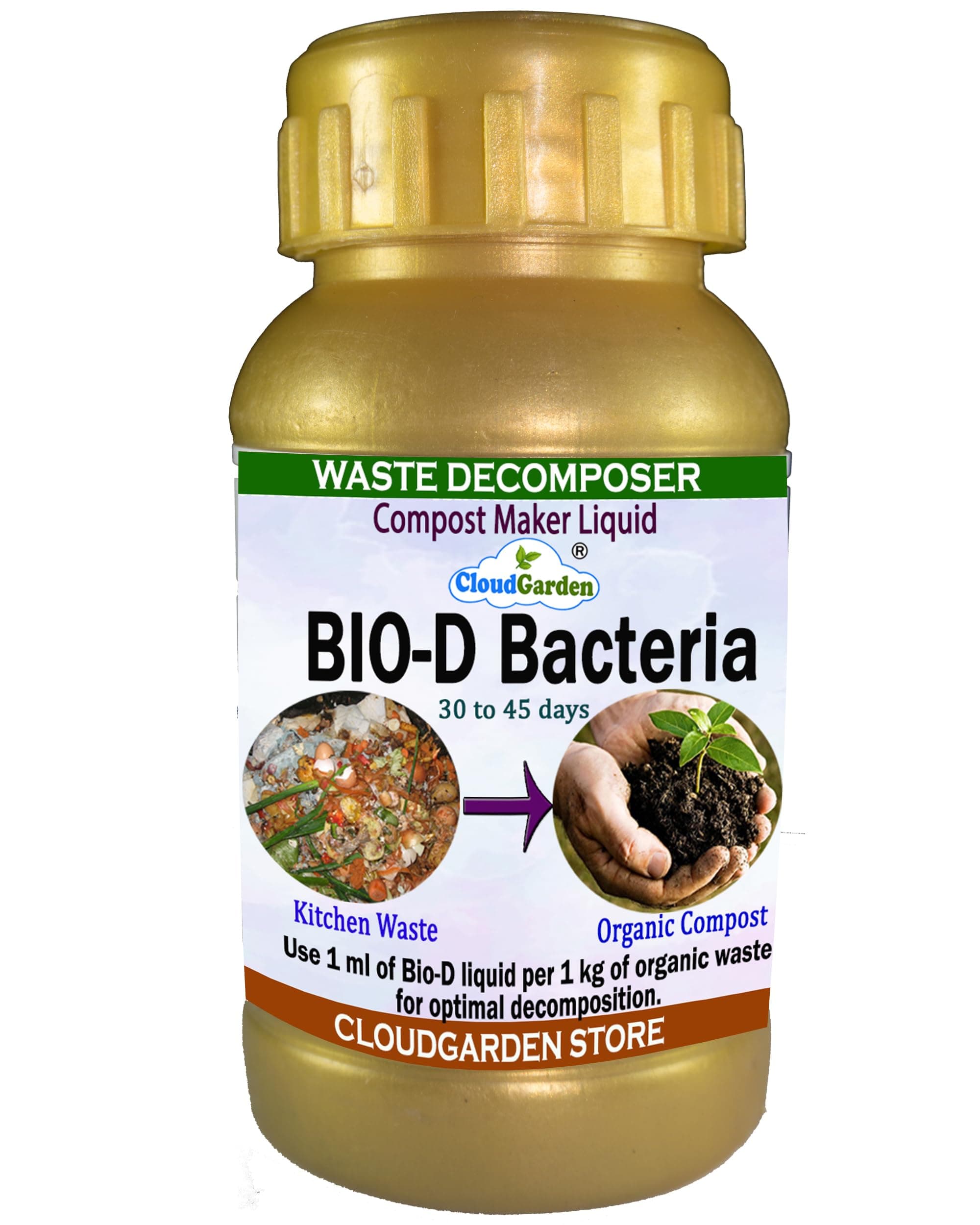 CloudGarden Bio-D Bacteria Liquid 125ml Natural Composting Solution for Kitchen Waste Wet Waste Decomposition and Soil Microbial Support at Home