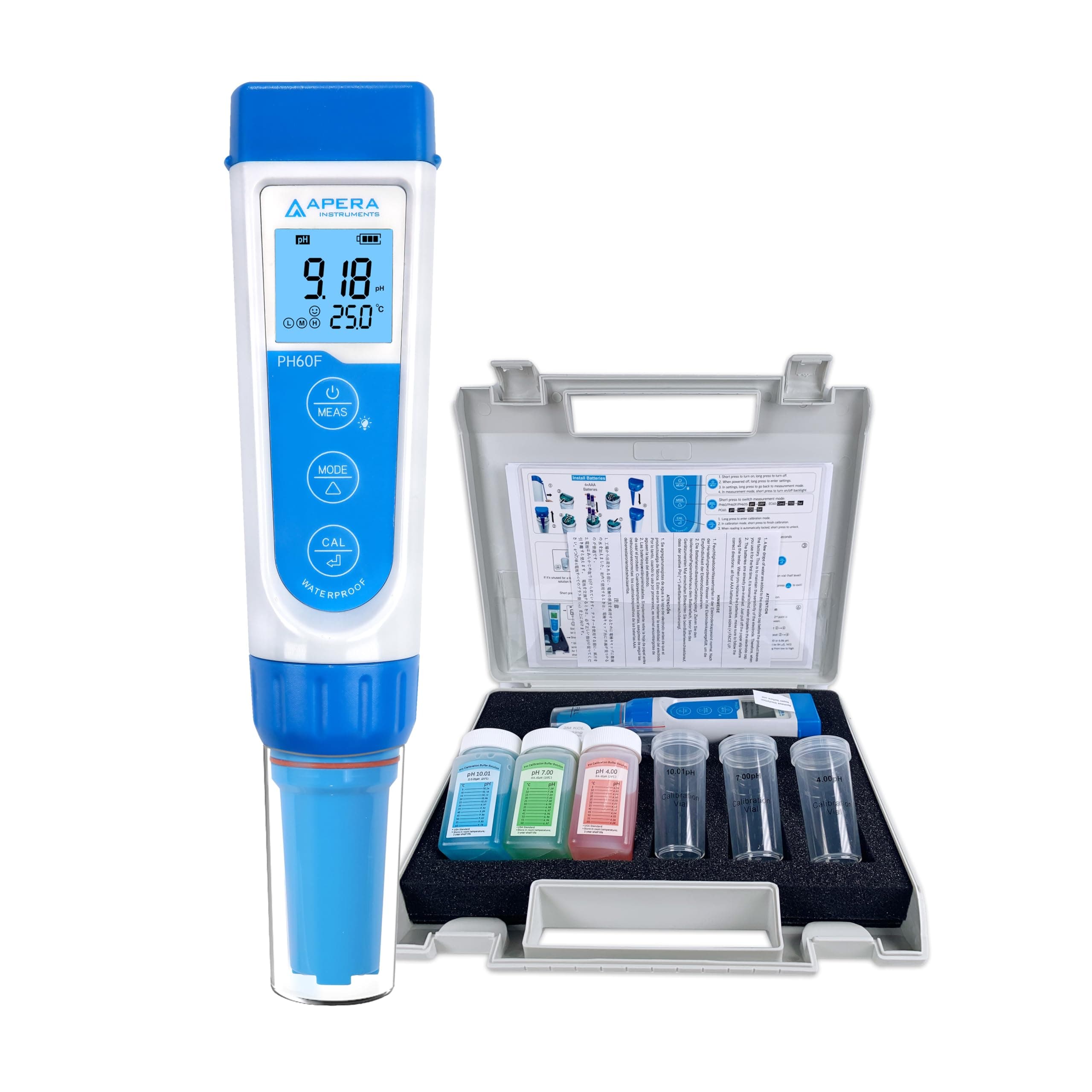 PH60F Premium pH Pocket Tester, Replaceable Flat Electrode for fabric/paper/skin pH Testing, ±0.01 pH Accuracy, -2.00-16.00 pH Range, ±0.5°C Temperature Sensor
