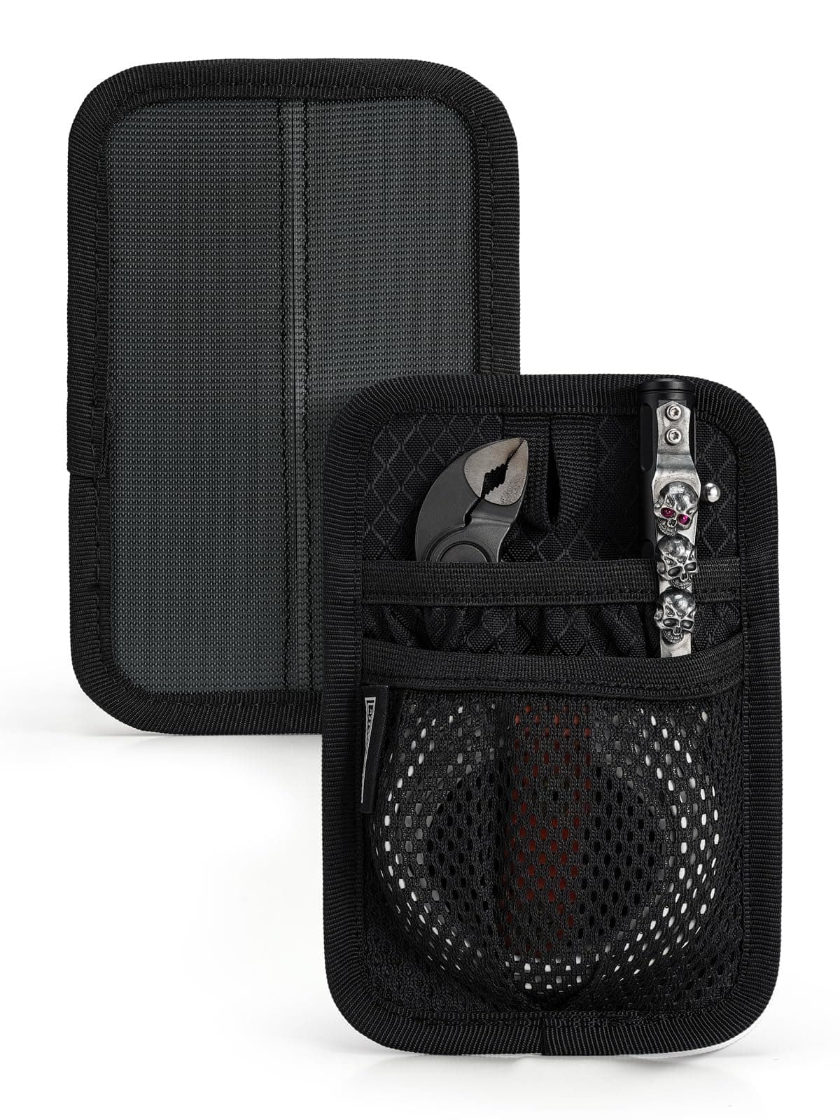 TACTICAL_GEEK EDC Organizer Board, Anti-Slip Elastic Woven Board, Utility Bag Insert Panel for Small Gear, Backpack Accessories (TCM4-Black)