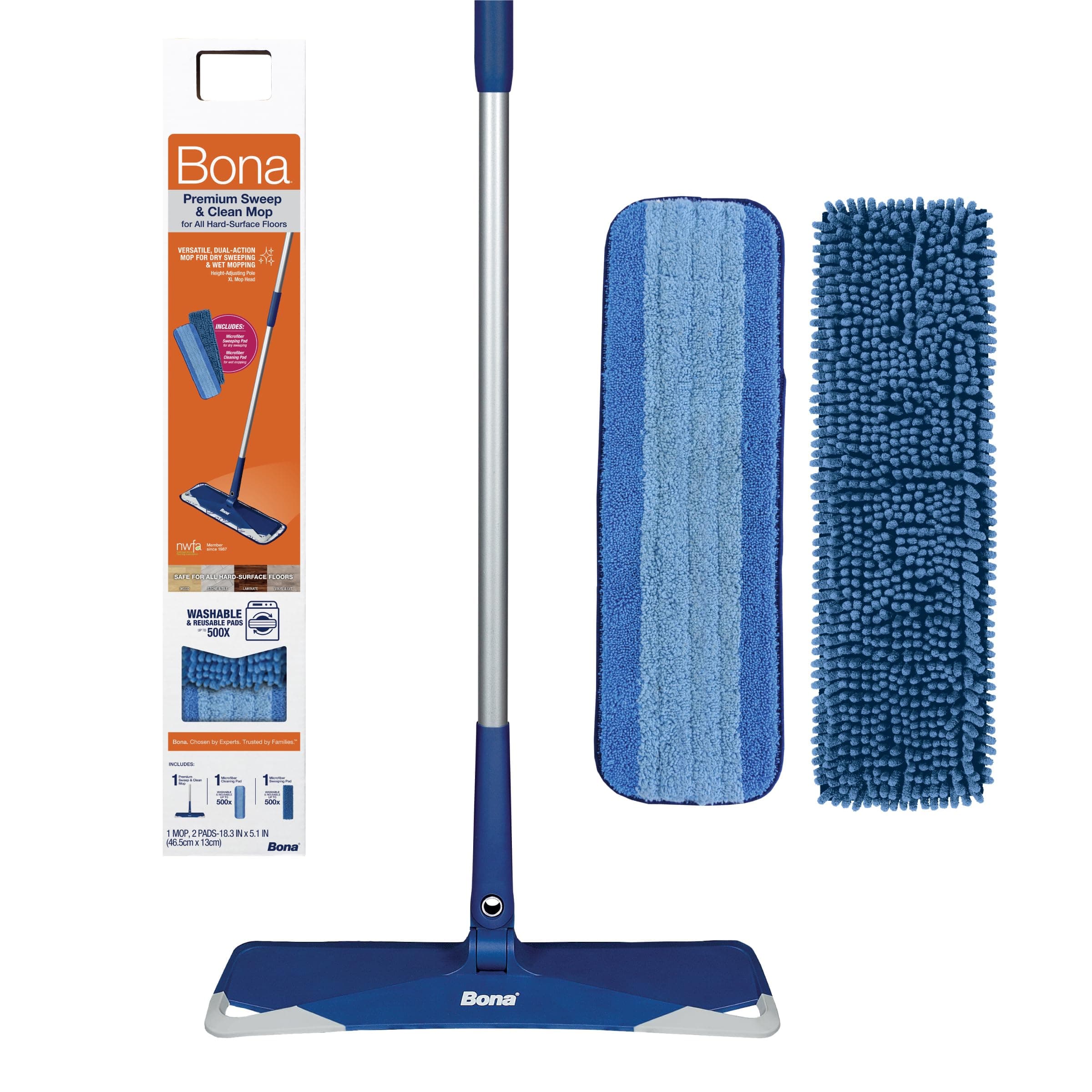 Bona Premium Floor Mop, Includes Microfiber Cleaning Pad and Dusting Pad