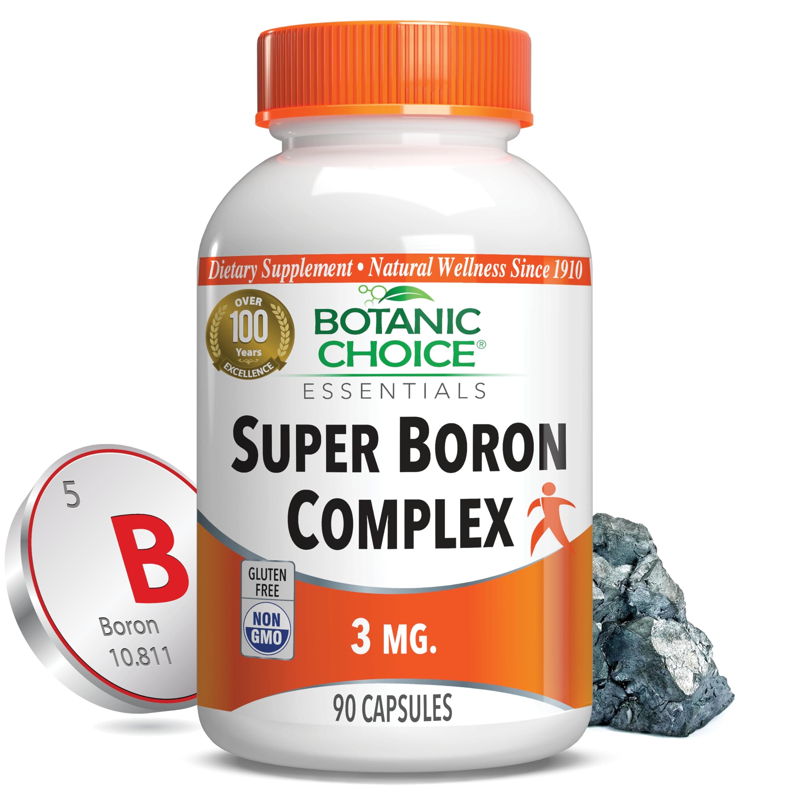 Botanic Choice Super Boron Complex (3mg) - Promotes Bone & Prostate Health by Metabolizing Calcium & Magnesium - 3 Forms of Boron for Men & Women (90 Capsules)