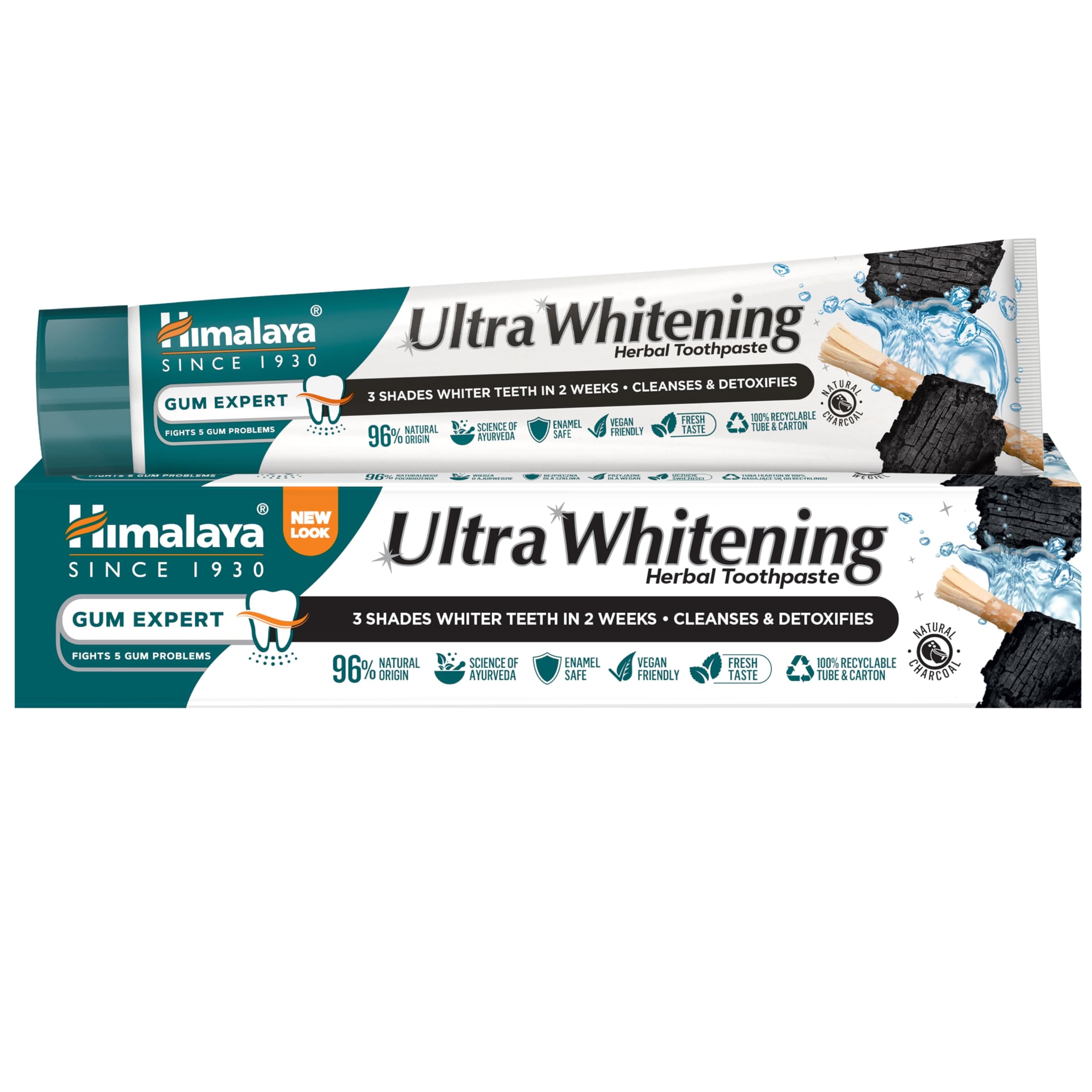 Ultra Whitening Herbal Toothpaste 75ml | Whitens Teeth by 3 Shades in 2 Weeks | Coconut Charcoal & Black Seed Oil | Fluoride-Free, Enamel Safe, Vegan | Natural Ingredients & Eco-Friendly