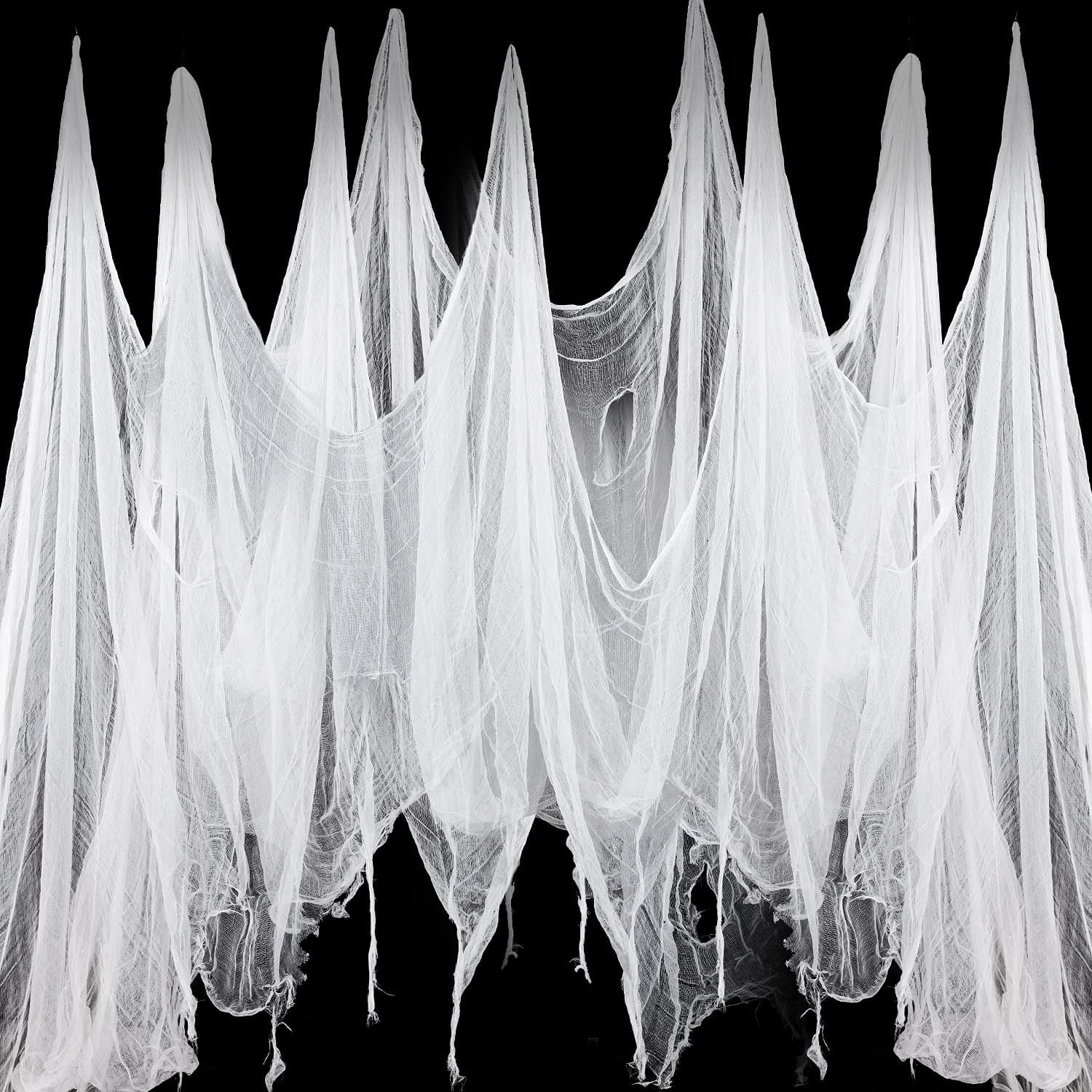 Whaline Halloween White Creepy Cloth 276 x 87 Inch Spooky Halloween Creepy Cloth Decoration Halloween Scary White Netting Gauze Cloth for Halloween Haunted Houses Party Indoor Outdoor Decor