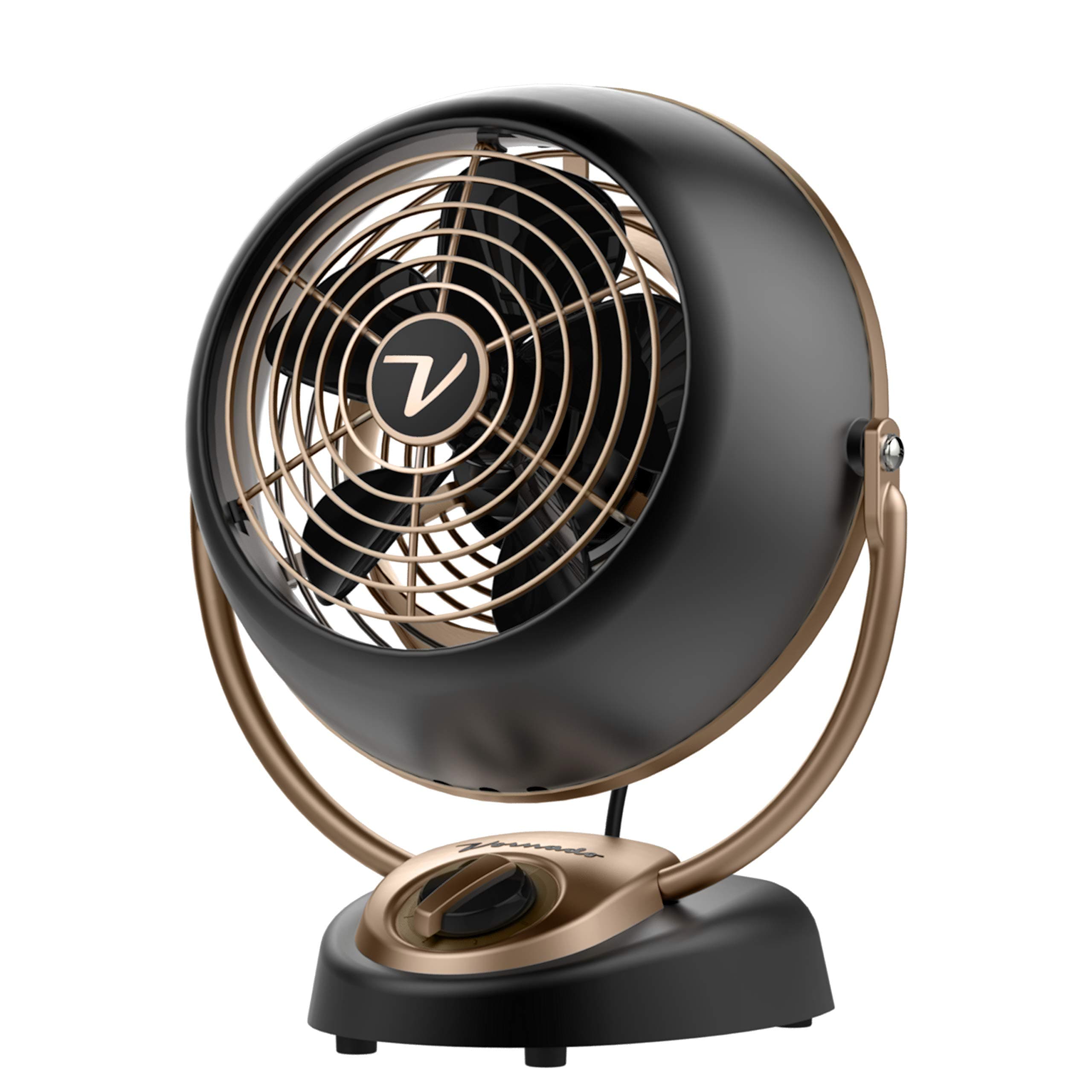 VFAN™ Petite Alchemy Vintage Fan Small Retro Air Circulator for Cooling & Decor 3 Speeds, Adjustable Tilt Gunmetal