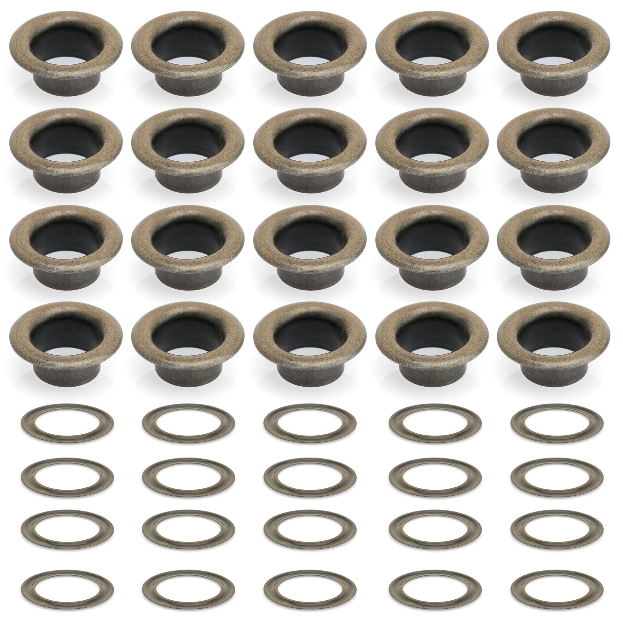 CRAFTMEMORE 1/4" (7MM) Hole Size Metal Grommets Eyelets with Washers for Bead Cores, Clothes, Leather, Canvas (300 Sets, Antique Brass)