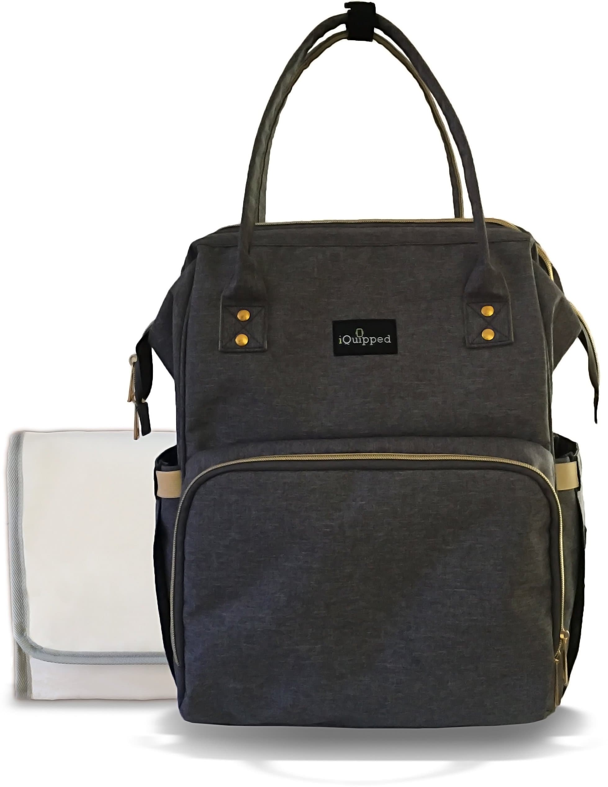 iQuipped Diaper Bag Backpack - Changing Pad Included - Multifunctional, Lightweight and Waterproof - Baby Boy and Girl Diapers Back Pack - Best for Daycare, Car, Airplane and Travel - Men and Women
