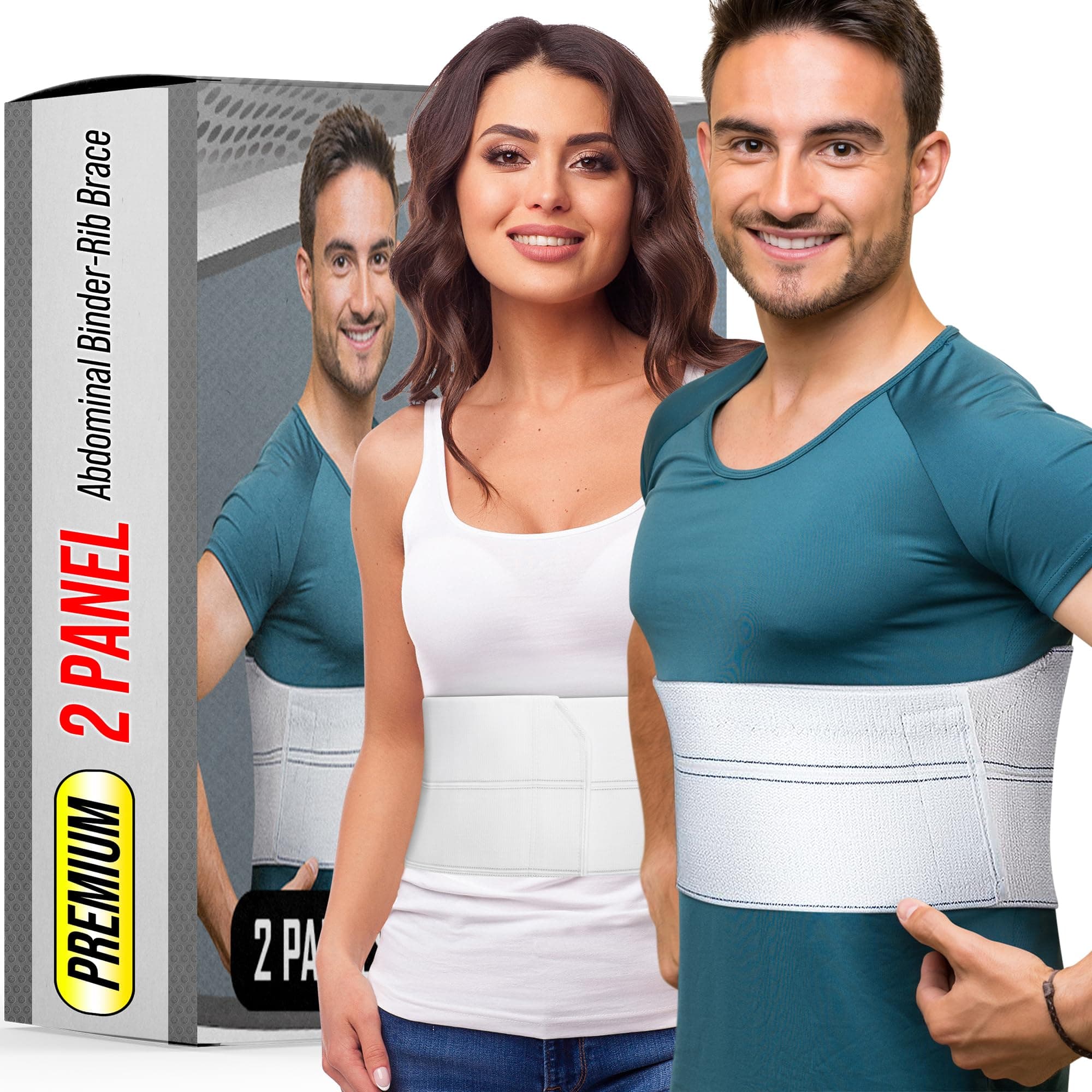 BLITZU Broken Rib Brace | Chest Binder & Wrap Belt for Post-Surgery, Cracked, Fractured, Dislocated Ribs, Pain and Strain Treatment. Rib Cage Protection, Compression and Support. Plus Size
