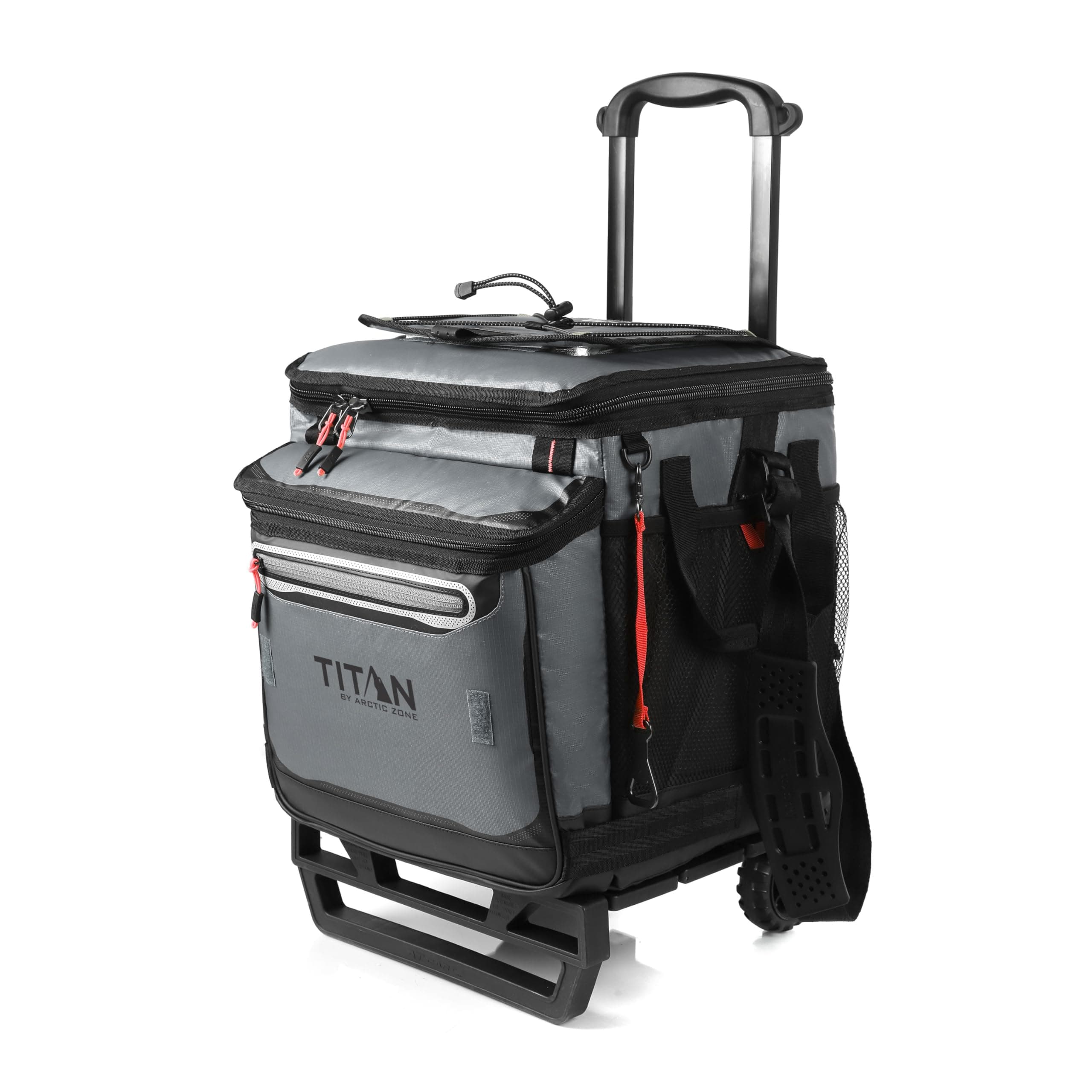 Titan Deep Freeze 60 (50+10) Can Wheeled Coolers - Collapsible Rolling Cooler with Wheels and All-Terrain Cart