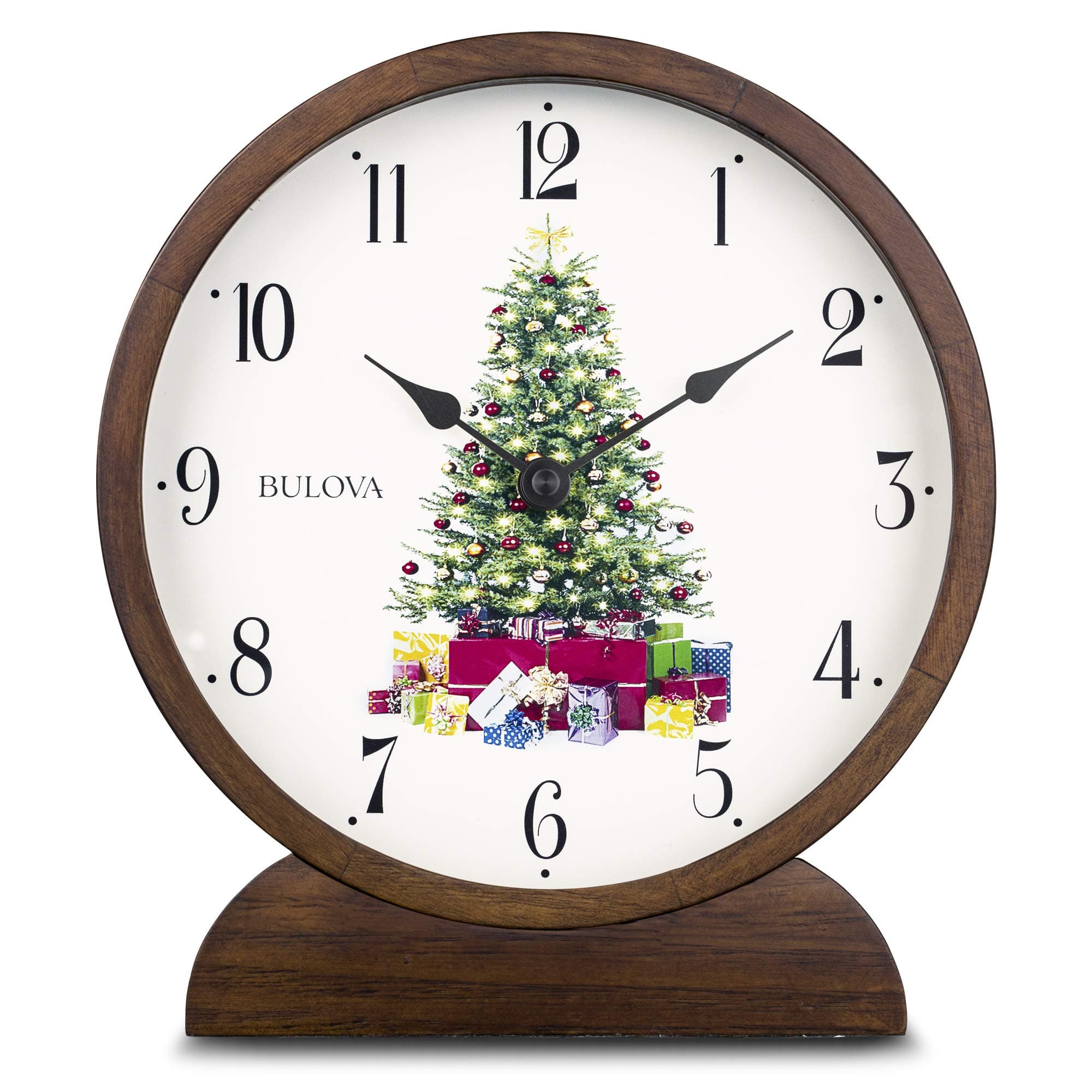 B1866 Holiday Sounds Mantel Clock, Walnut Stain 9.5 x 8.5 x 2 inches