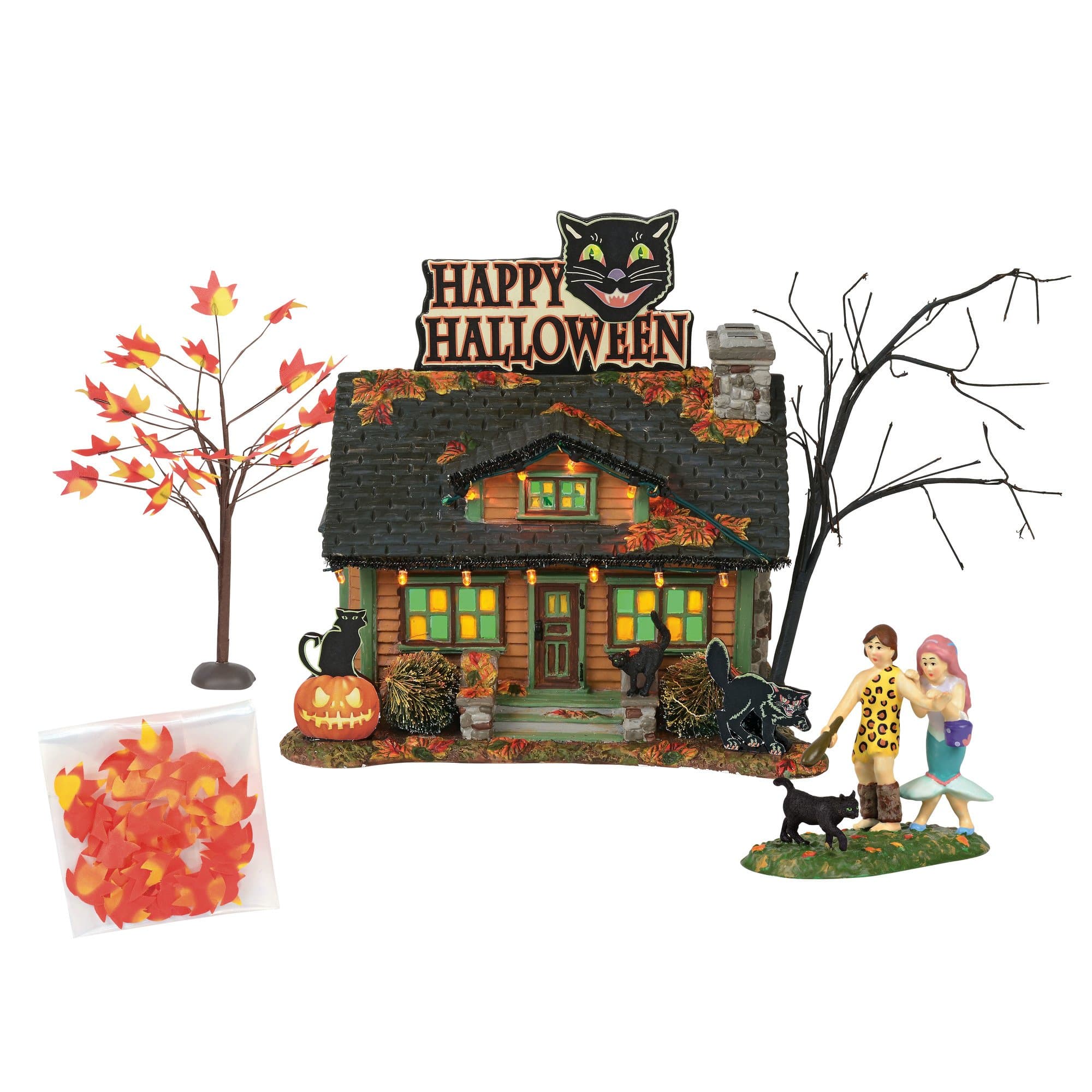 Department56 Snow Village Halloween The Black Cat Flat Lit Building and Accessories, 6", Multicolor