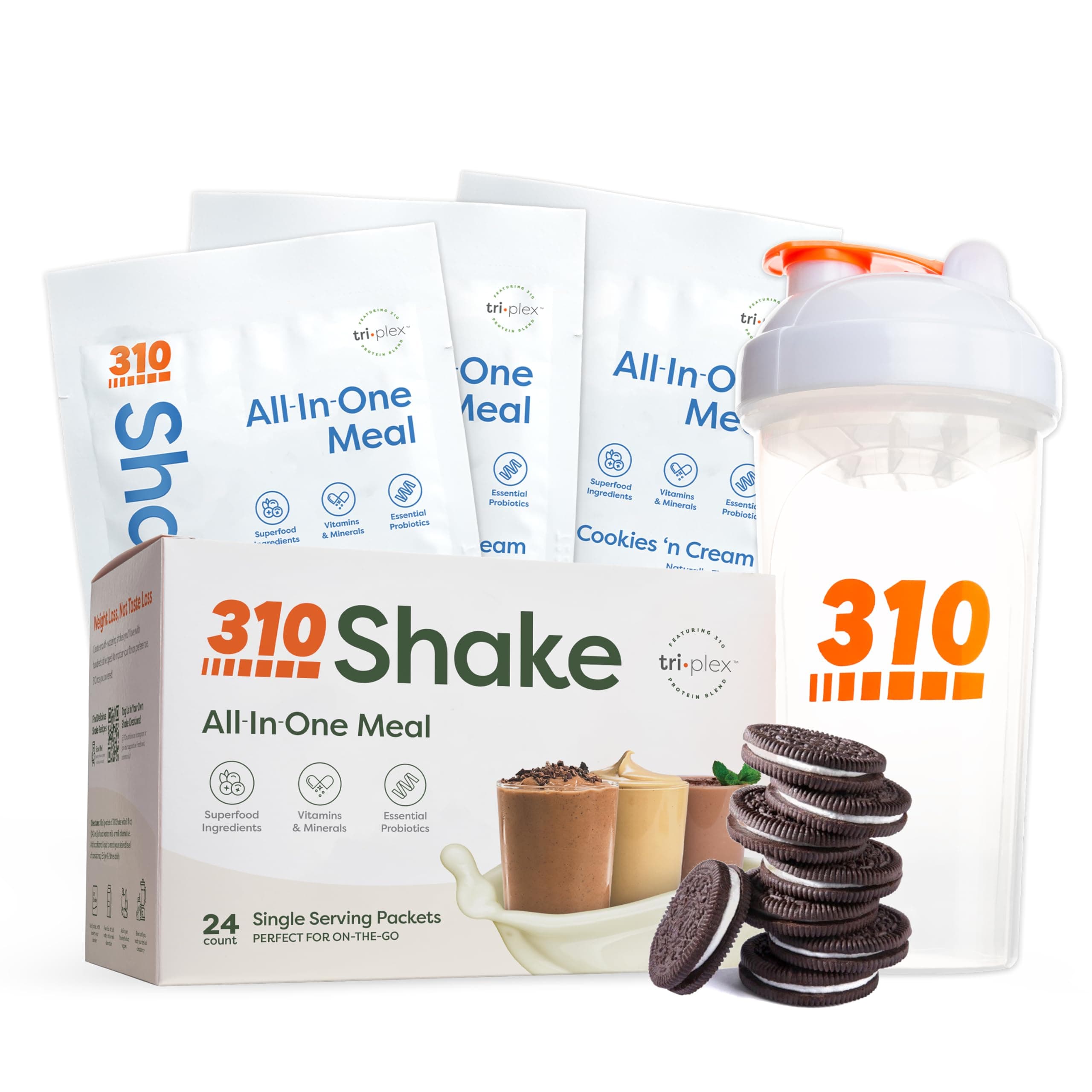310 Nutrition – All-In-One Meal Replacement Shake - New Formula with Fiber Rich Vegan Superfood Blend - Natural Sweeteners - Low Carb Shake, Keto & Paleo Friendly - Gluten Free - 26 Essential Vitamins & Minerals - Variety Shake Box