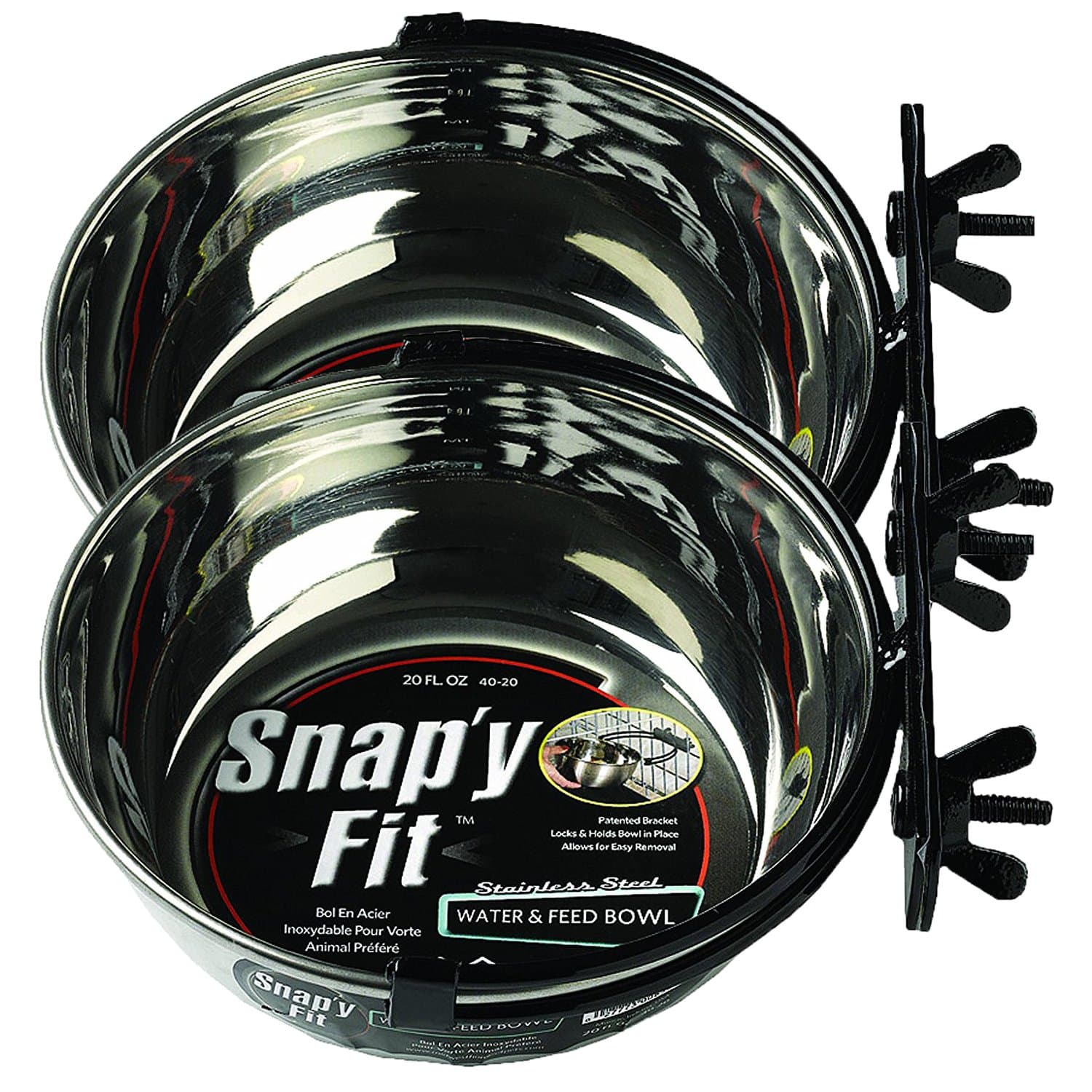 MidWest Homes for Pets Snap'y Fit Food Bowl / Pet Bowl, 20 oz. for Dogs, Cats & Small Animals (2 Pack)