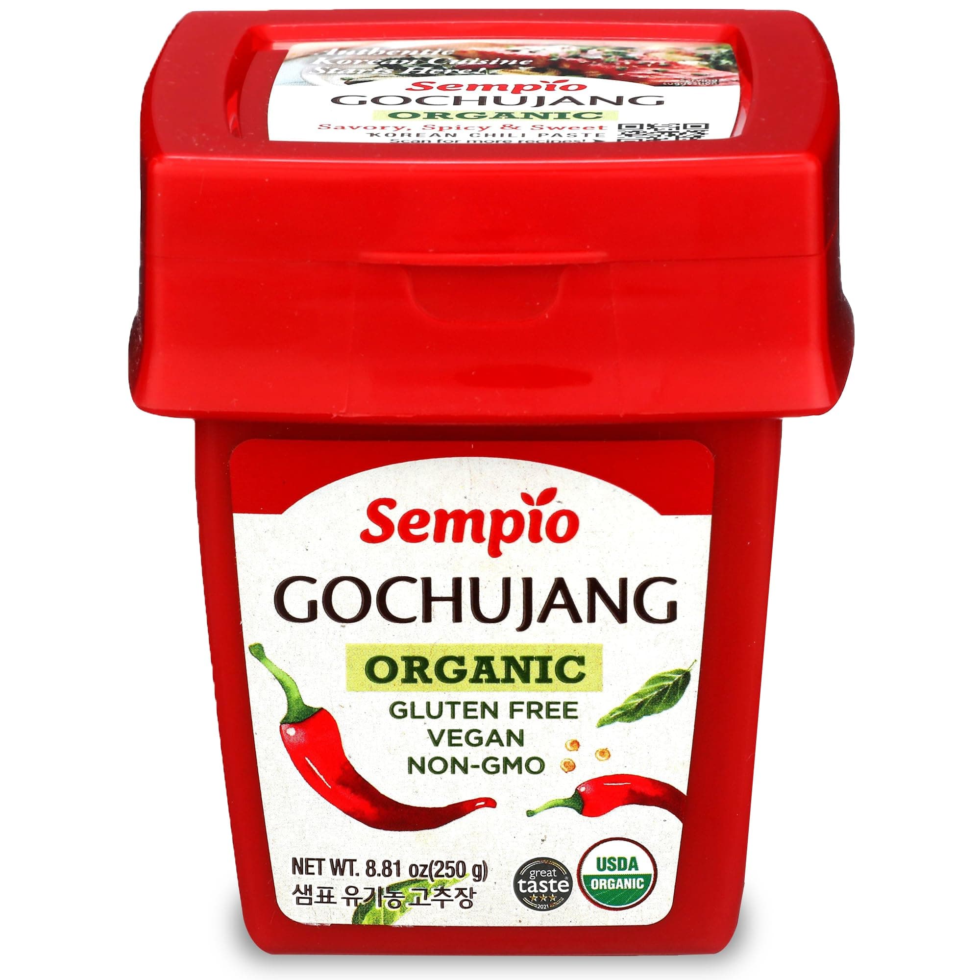 Organic Gochujang (250g) - Korean Chili Paste, Sweet, Savory & Spicy. Premium Red Pepper Sauce for Tteokbokki, Korean Food. Vegan, Non-GMO