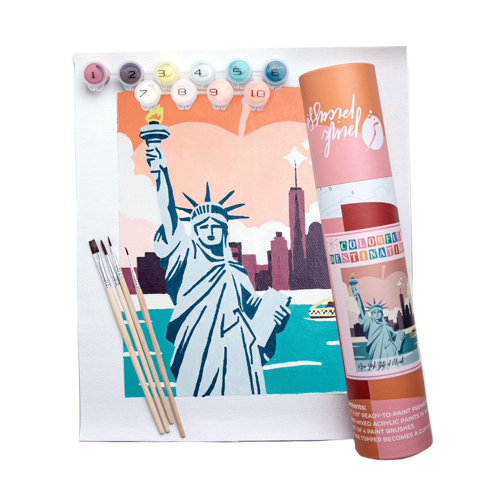 Pink Picasso Kits Colorful Destinations Paint by Number for Adults and Teens | DIY Unique Canvas Painting Kits Color by Numbers Arts & Crafts Kit | New York State of Mind 8x10 - Paint Kit Set