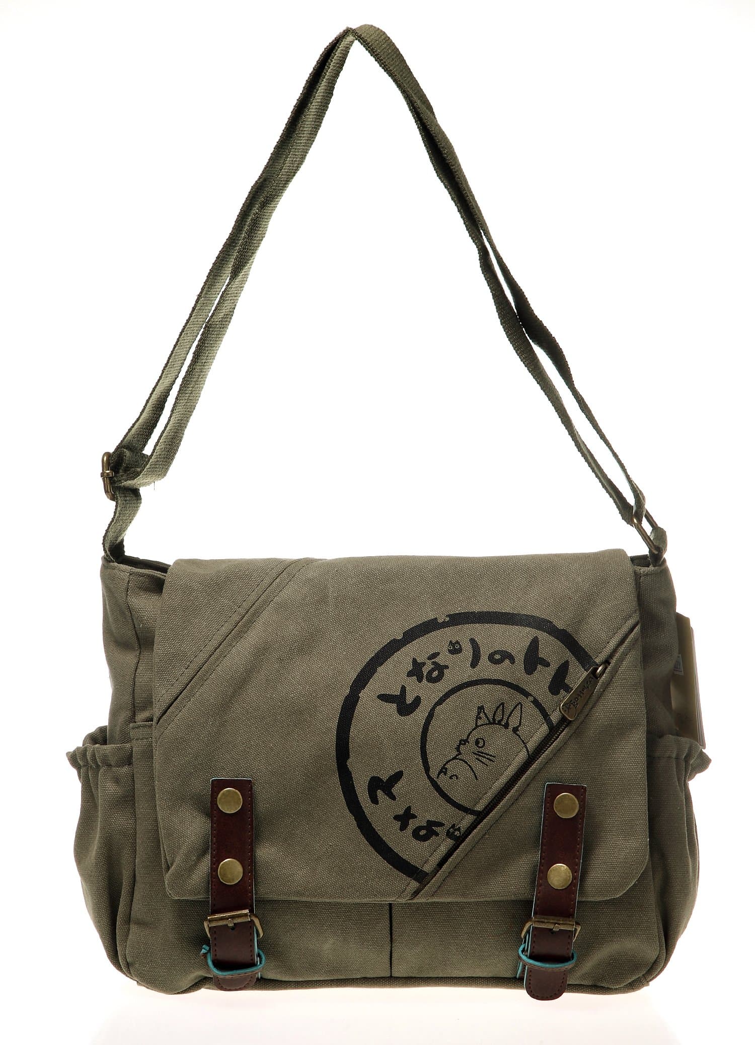 STUDIO GHIBLI My Neighbor Totoro Canvas Messenger Bag Aslant Bag with Leather Buckle