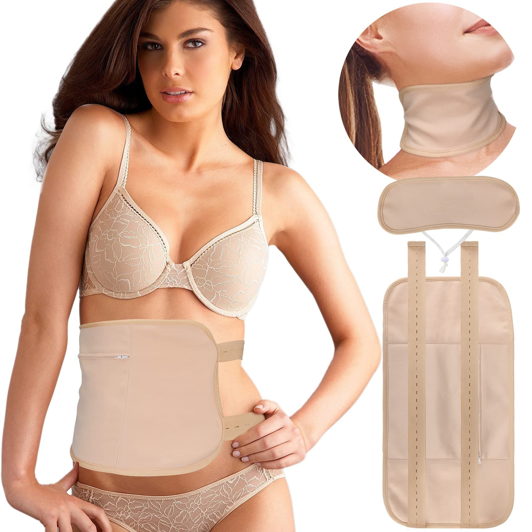 ALMEKAQUZ 2Pack Castor Oil Pack Wrap, Reusable Organic Castor Oil Pack Kit, Castor Oil Packs for Liver Detox with Adjustable Elastic Strap Flannel Cotton Machine Washable Anti Oil Leak