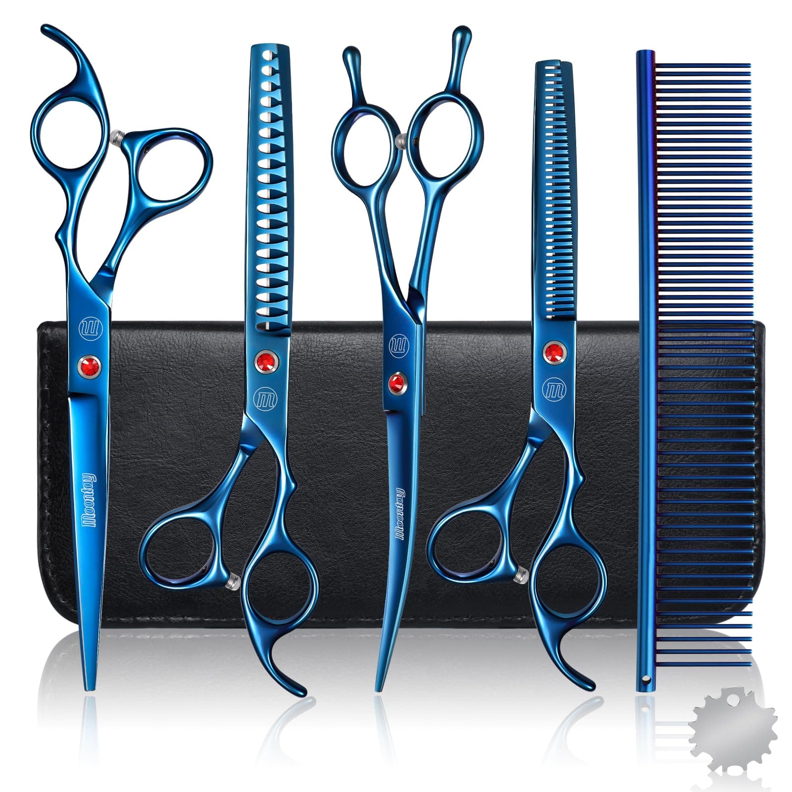 Professional Dog Grooming Scissors Set, 7 Inch/8 Inch Pet Grooming Scissors Chunkers Shears for Dog, Curved Dog Grooming Scissors, Thinning Shears for Dog with Grooming Comb