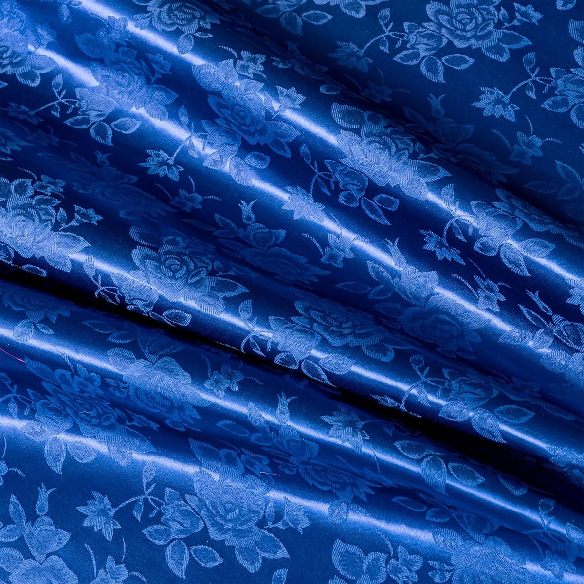 MaiMaiSuan 60" Wide Royal Blue Satin Floral Jacquard Fabric Shiny Silky Satin Fabric by The Yard for Table Runner，Napkins，Wedding，Dress，Bedding Sheet,DIY Crafts，3 Yards
