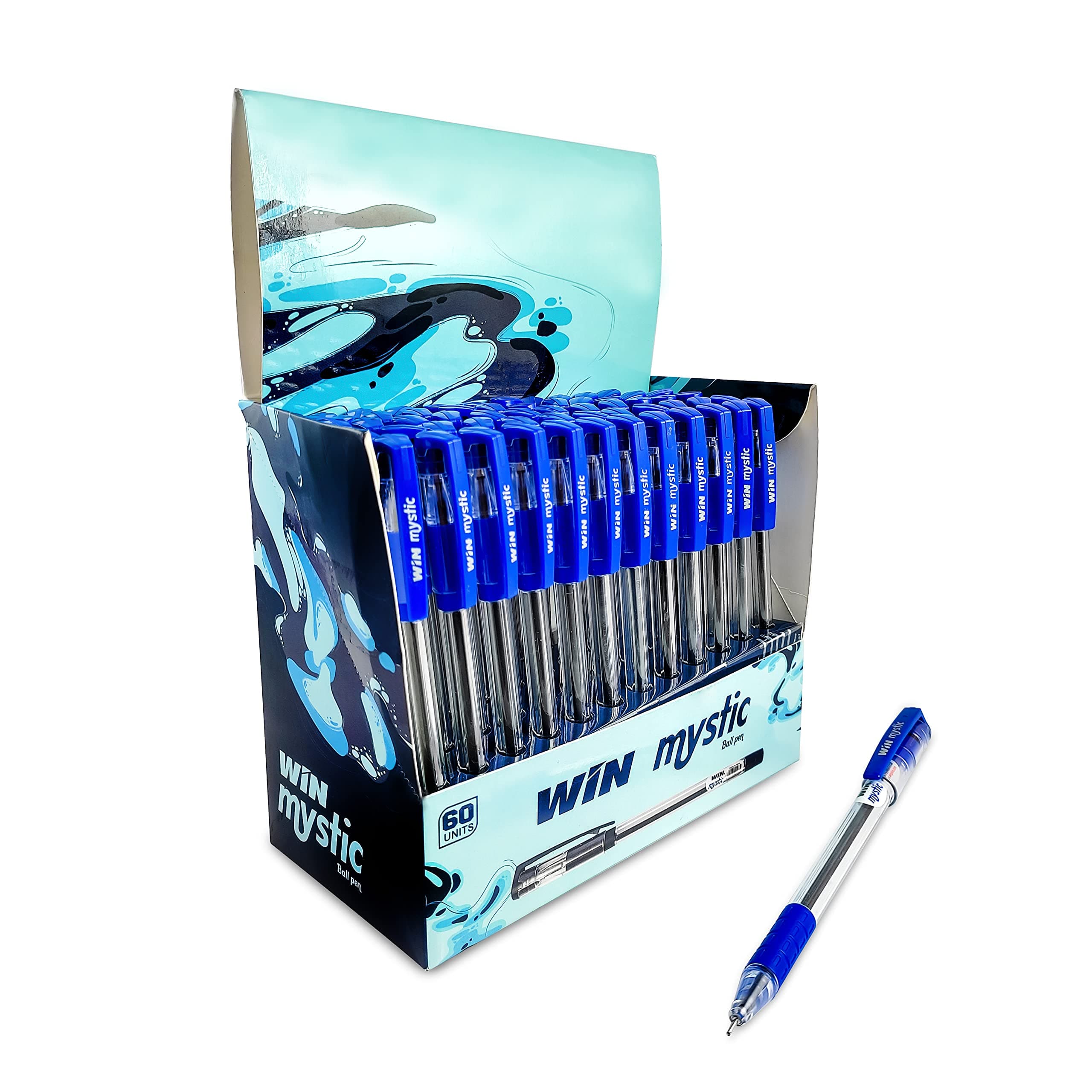 WIN Mystic 60Pcs Blue Pens|Comfortable Grip|Smooth Ink Flow|0.7mm Tip |Pens for Writing |Ball Pens for Students|Ideal For School,Office & Business Use|Ball Pens