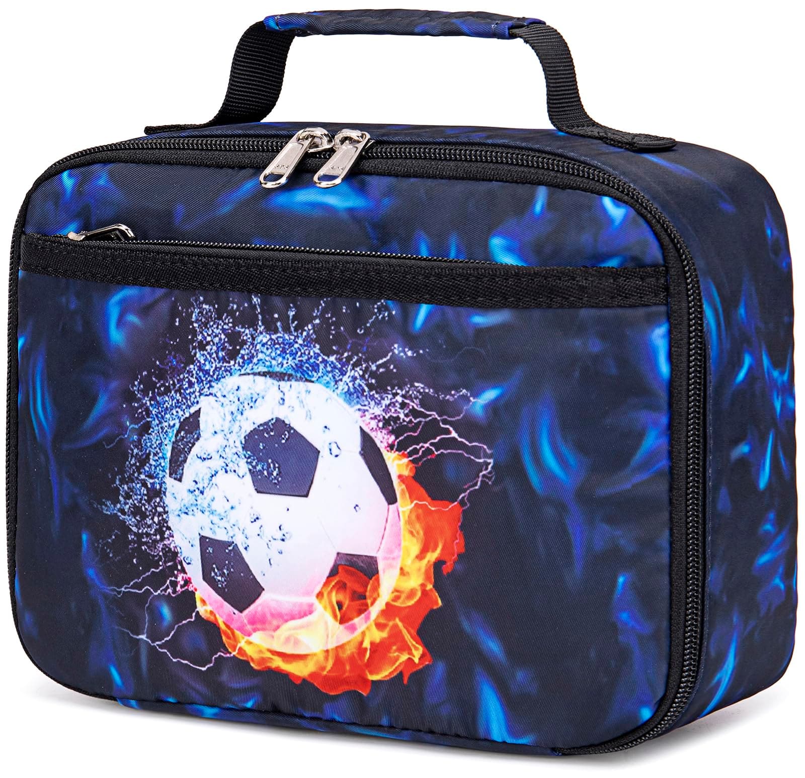 LEDAOU Lunch Box Kids Boys Girls Lunch Bag Insulated Lunch Box Toddler Reusable Lunchbox for School Picnic Hiking (Soccer Blue)