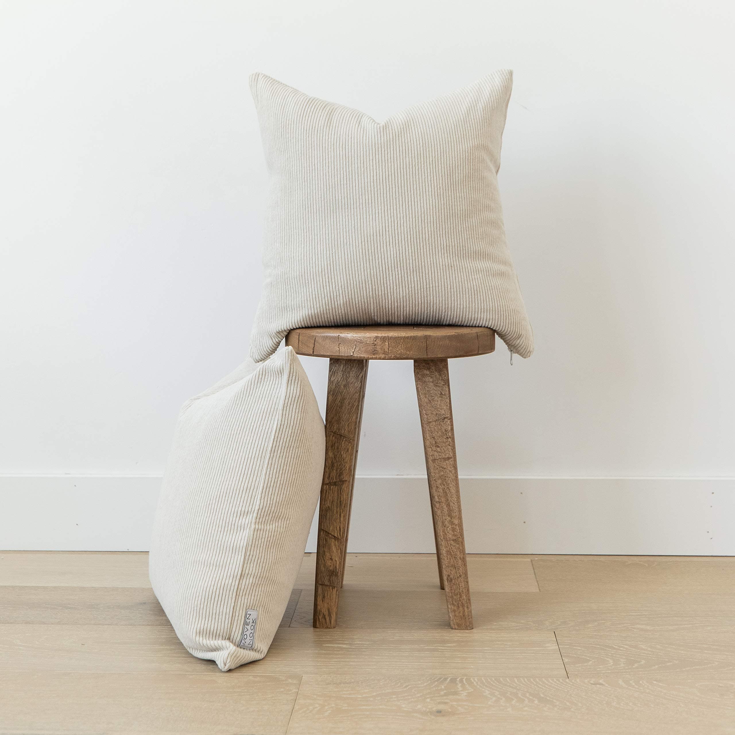 Woven Nook Decorative Throw Pillow Covers, 100% Corduroy, Pack of 2 (18'' x 18'', Oatmeal)