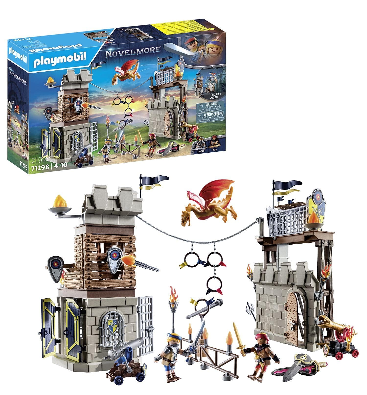 71298 Novelmore Knights Tournament - with Two Characters, One Dragon, Two Turrets, Targets and Accessories - Knight - History & Imaginary - From 4 Years