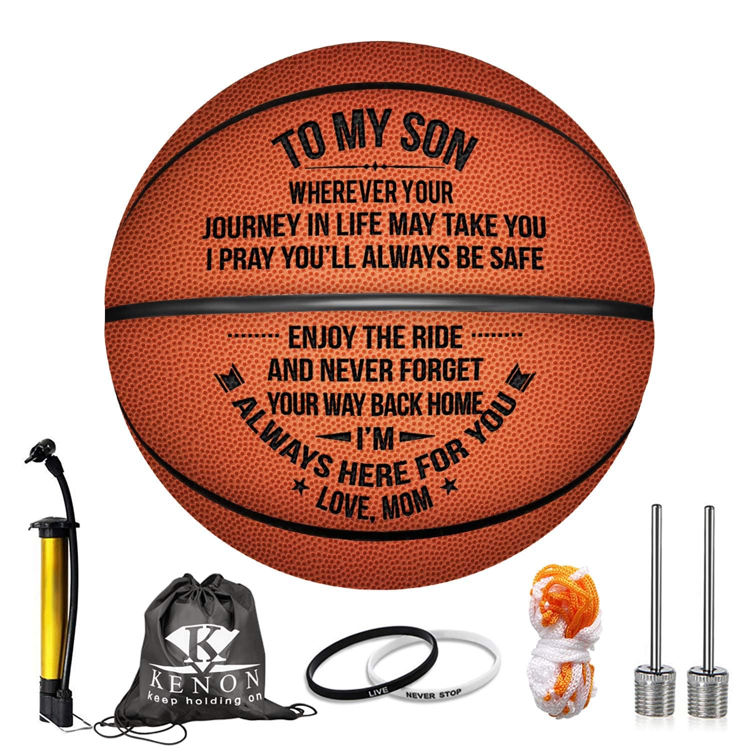 Engraved 29.5 Inch Basketball - Personalized Indoor/Outdoor Game Ball For Son & Grandson - You Will Never Lose Encouragement Gift for Christmas, Graduation, Birthday
