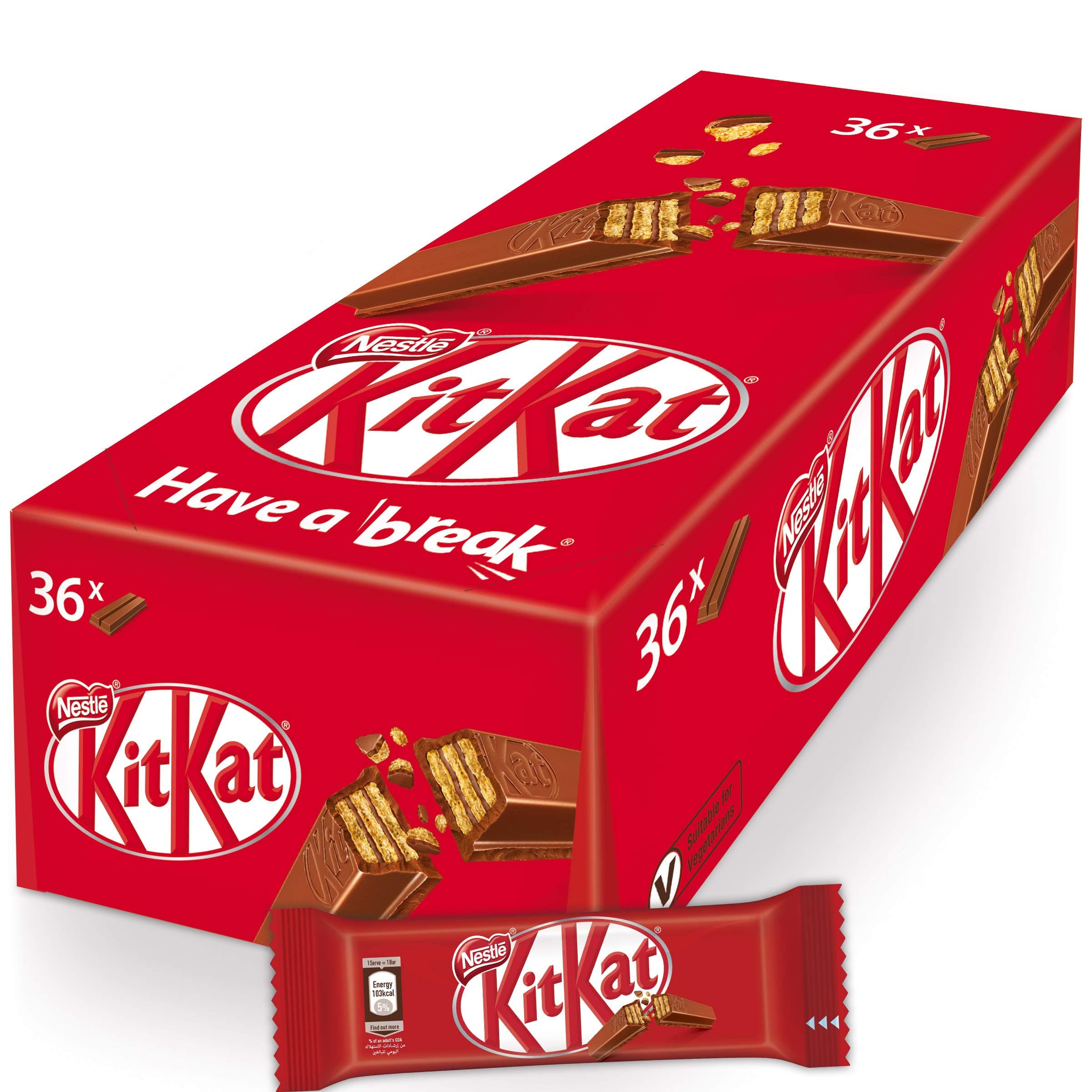 KITKAT 2 Finger Milk Chocolate Wafer 17.7 g, Pack of 36