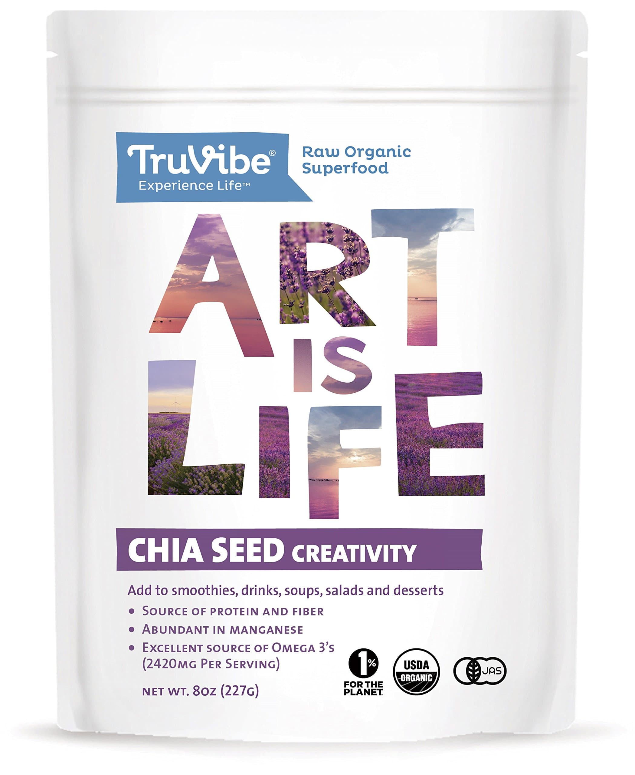 TruVibe 100% Organic Raw Chia Seeds (8 Ounce)