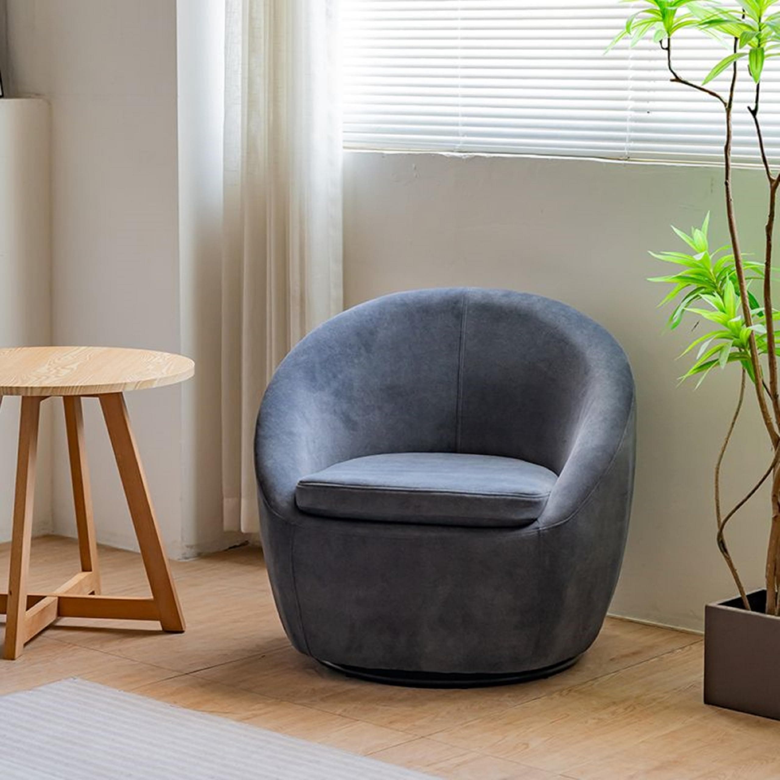 LuxeLounge: Stylish Fabric Accent Chair for Ultimate Comfort (Blue)