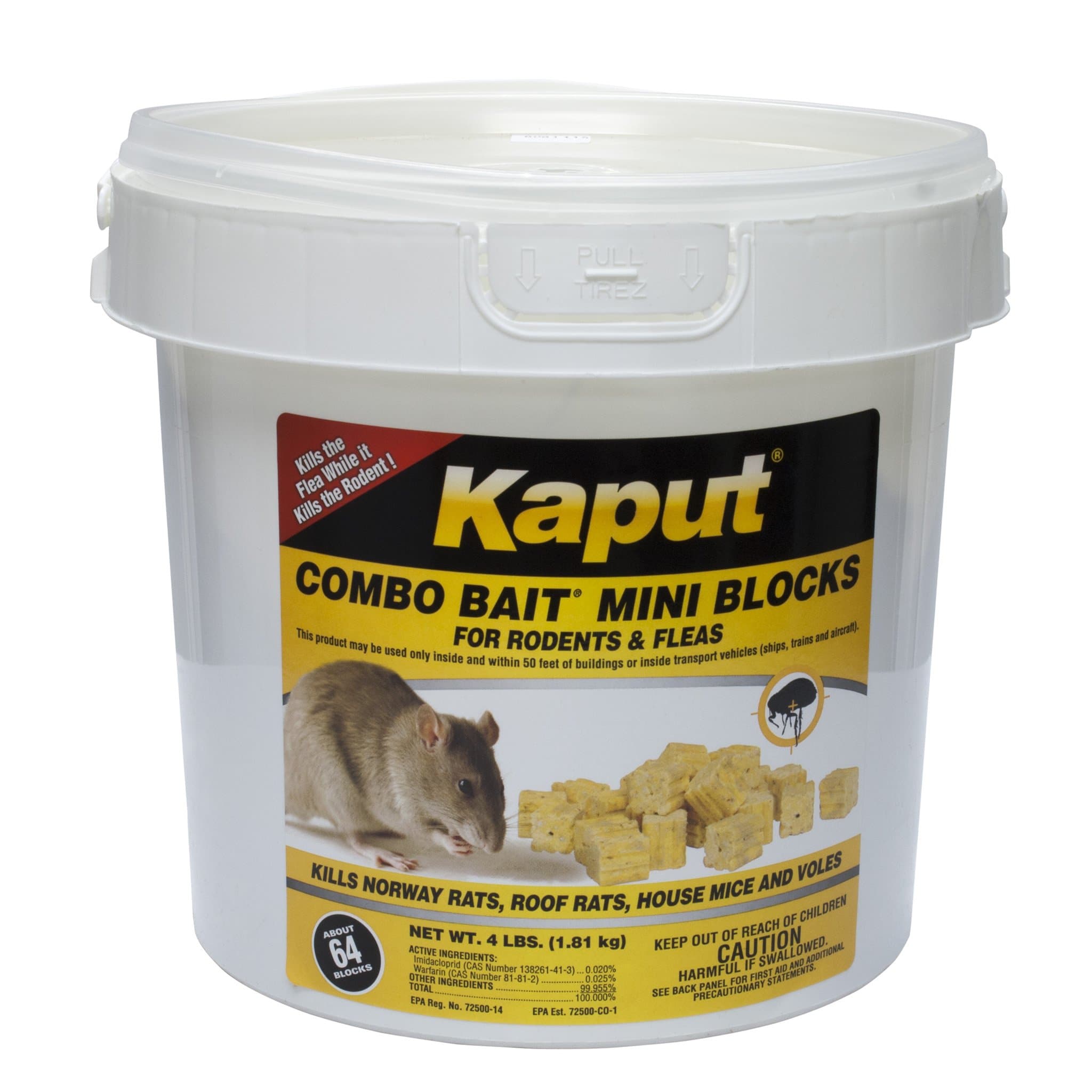 Kaput Combo Bait Mini Blocks, Rodent Bait for Mice & Rats, Warfarin Vole Killer for Indoor/Perimeter Use, Kills Rodents with Consistent Feeding - Ideal for Homes, Farms & Transport Areas (2 x 4 lbs)