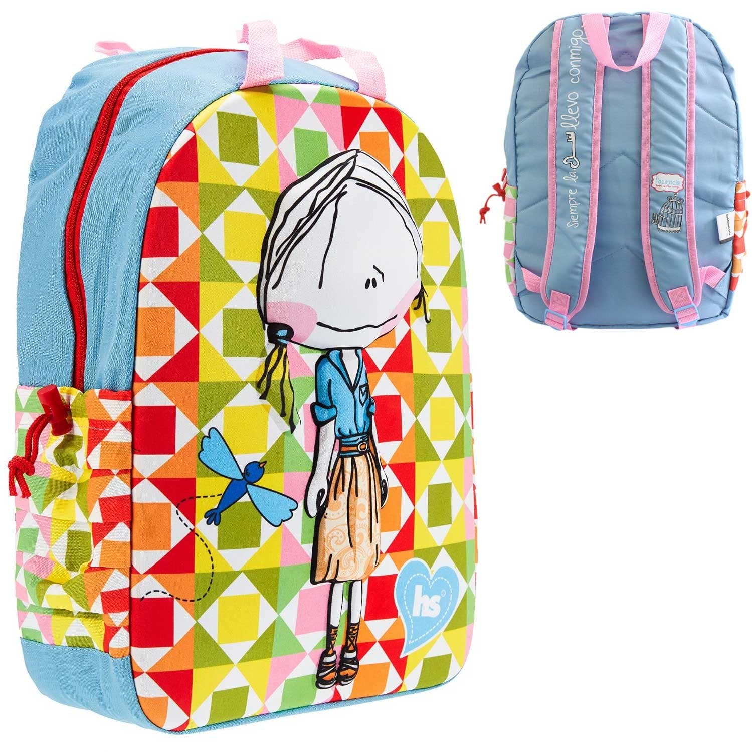 Girls Hablando Sola Girls Colourful School Backpack