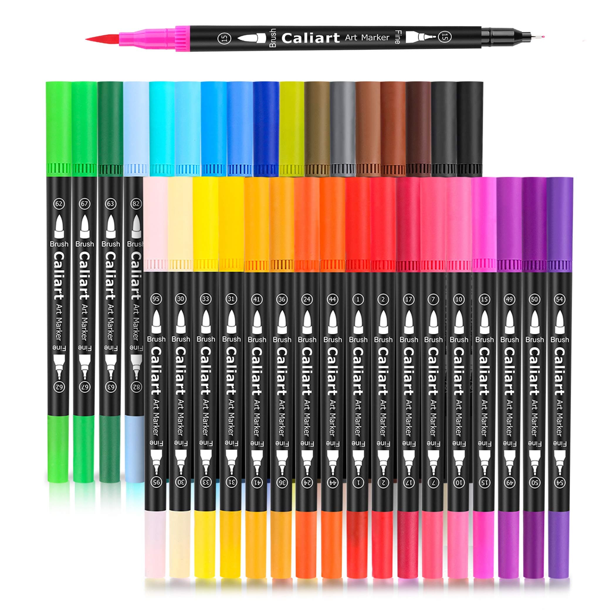 - Caliart 34 Double Tip Brush Pens Art Markers, Artist Fine & Brush Pen Coloring Markers for Adult Book Cards Drawing Craft Kit Teacher Office Supplies