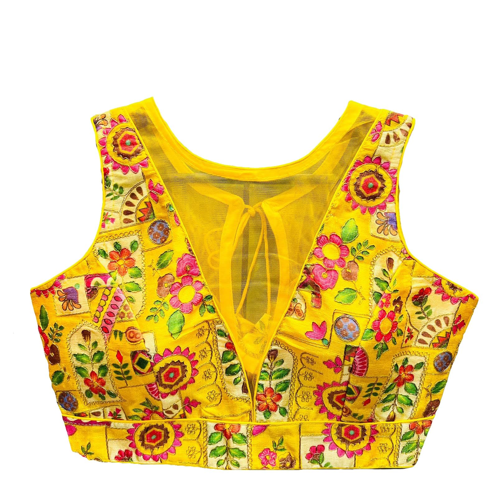 Vihu FashionWomen's Phanotm Silk Floral Sleeveless Saree Blouse