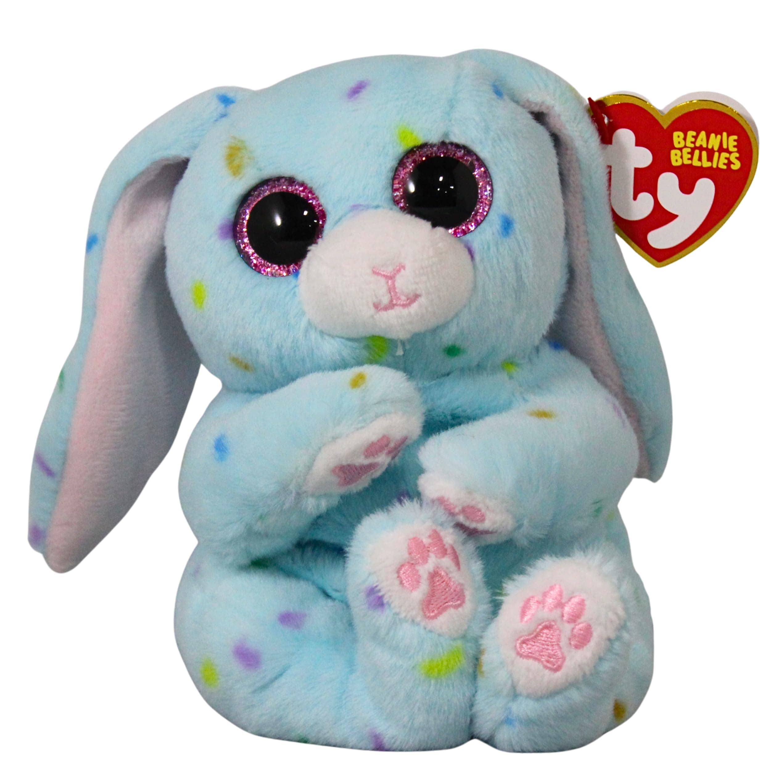 Beanie Bellies Skippy the Easter Bunny Light Blue with Pink Glitter Eyes, Cuddly Plush Toys with Soft Tummy, Easter, 20 cm, T41515