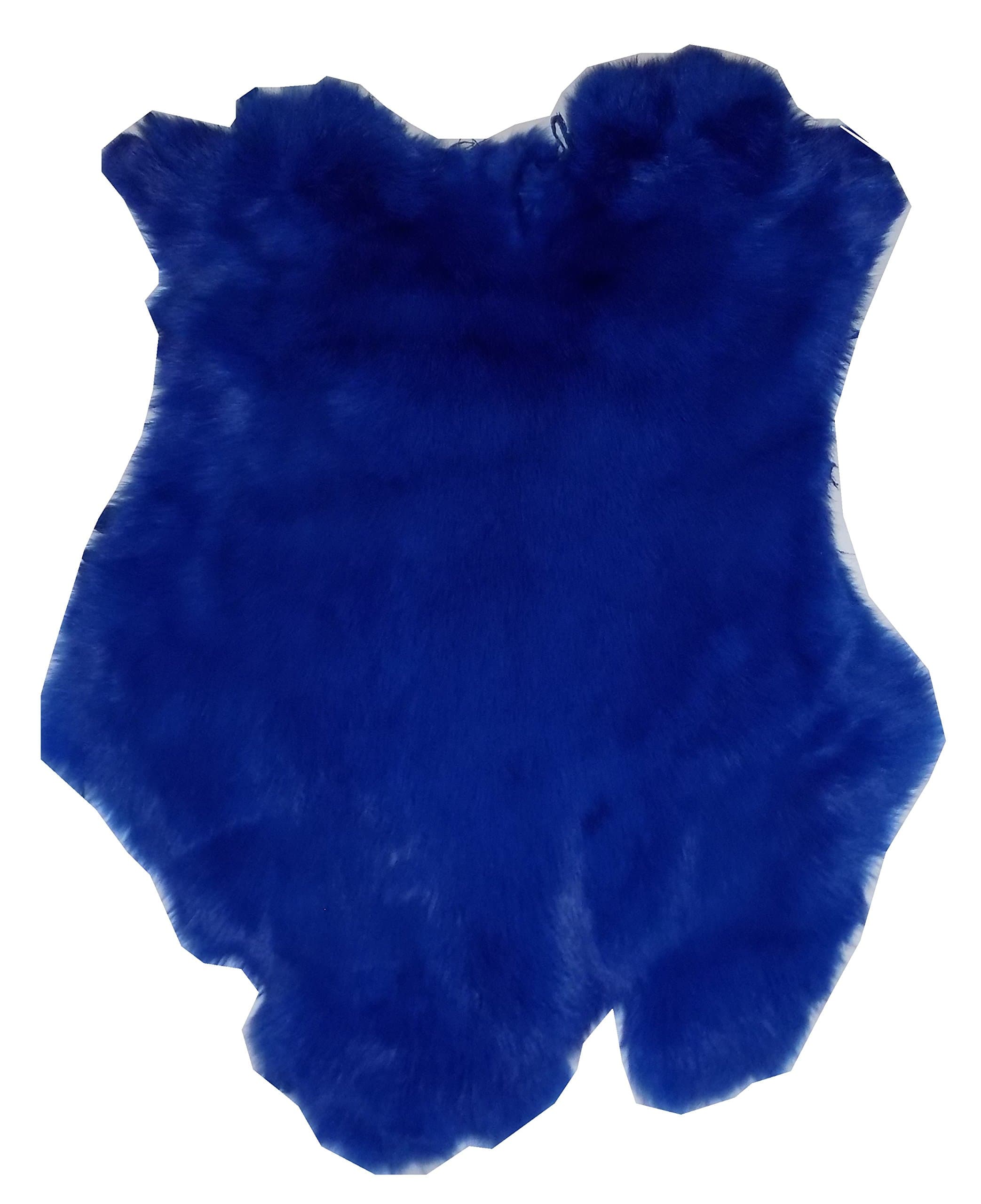 Dyed Tanned Rabbit Fur Hide - 10" by 12" Rabbit Pelt with Sewing Quality Leather (Blue)