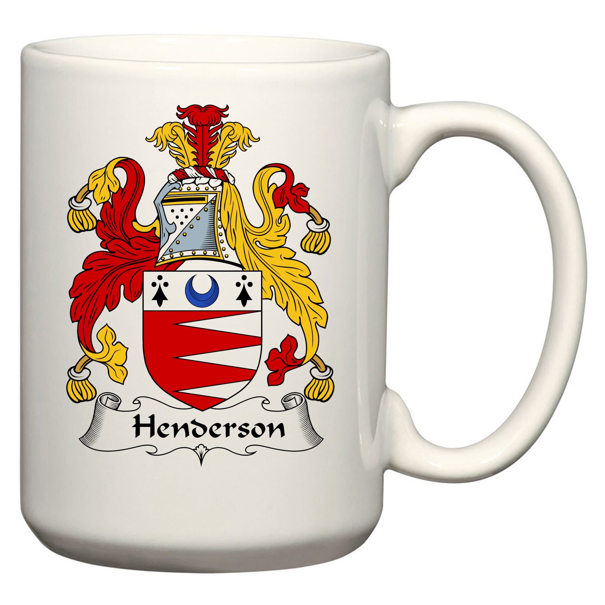 Henderson Coat of Arms/Henderson Family Crest 15 Oz Ceramic Coffee/Cocoa Mug by Carpe Diem Designs, Made in the U.S.A.