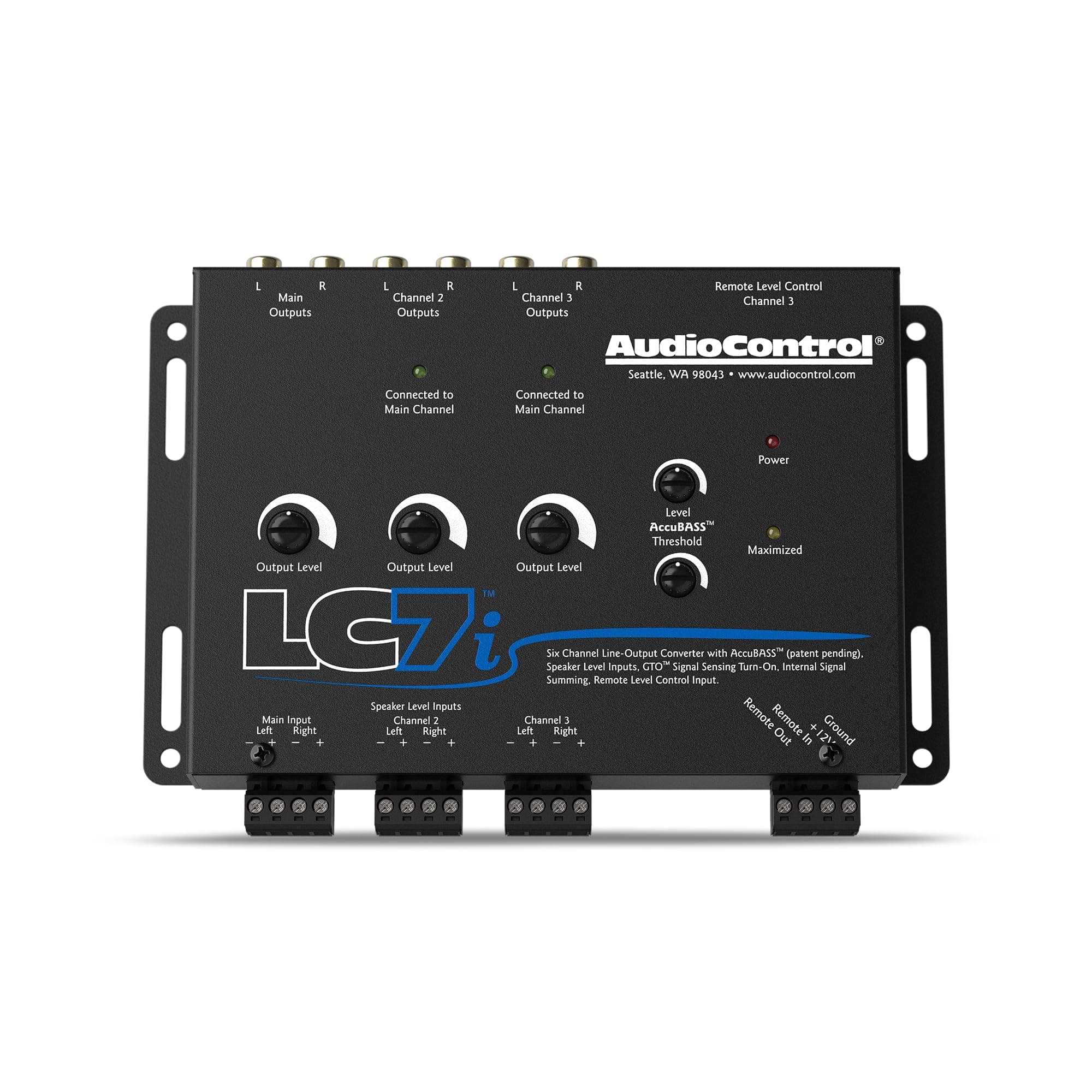 AudioControl LC7i 6 Channel Active Line Output Converter, AccuBASS Subwoofer, Add Amplifier to Factory Car Audio Receiver Head Unit, Speaker Level to RCA Line Level Converter