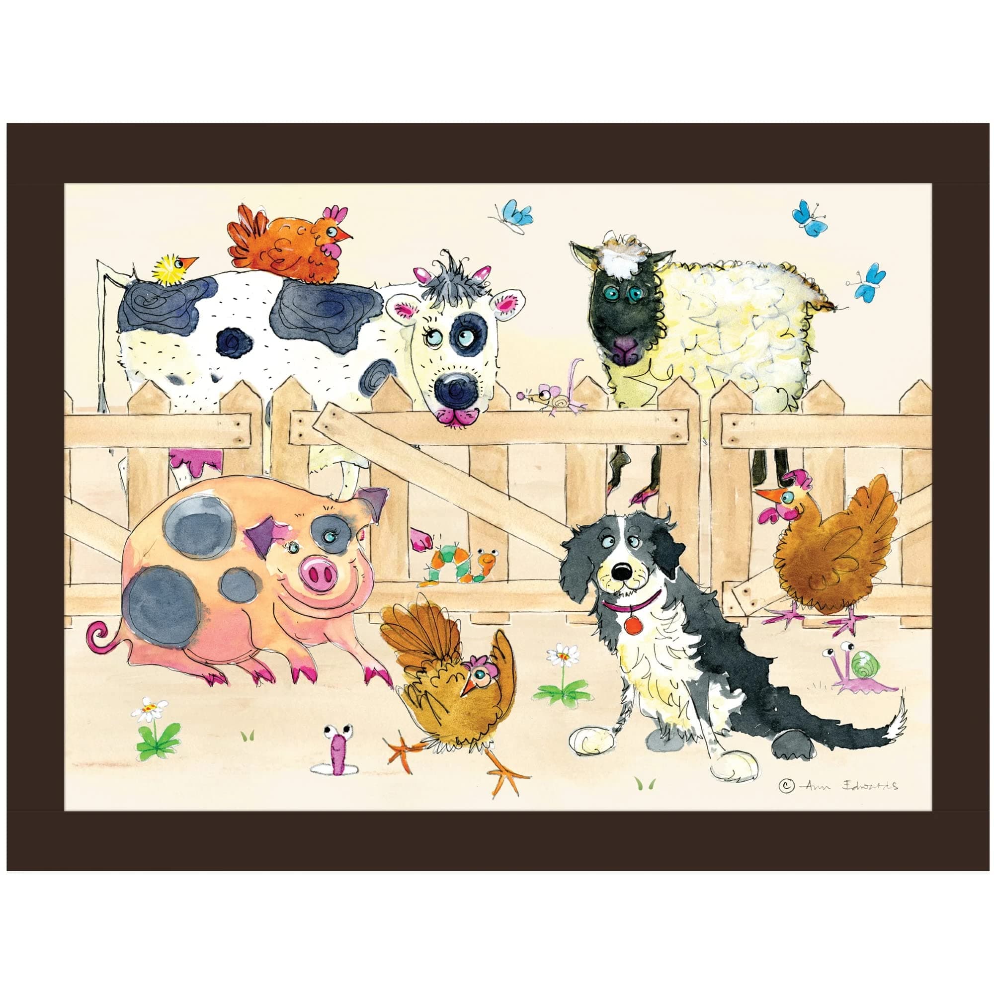 Farmyard Designed Padded Faux Leather Lap Tray