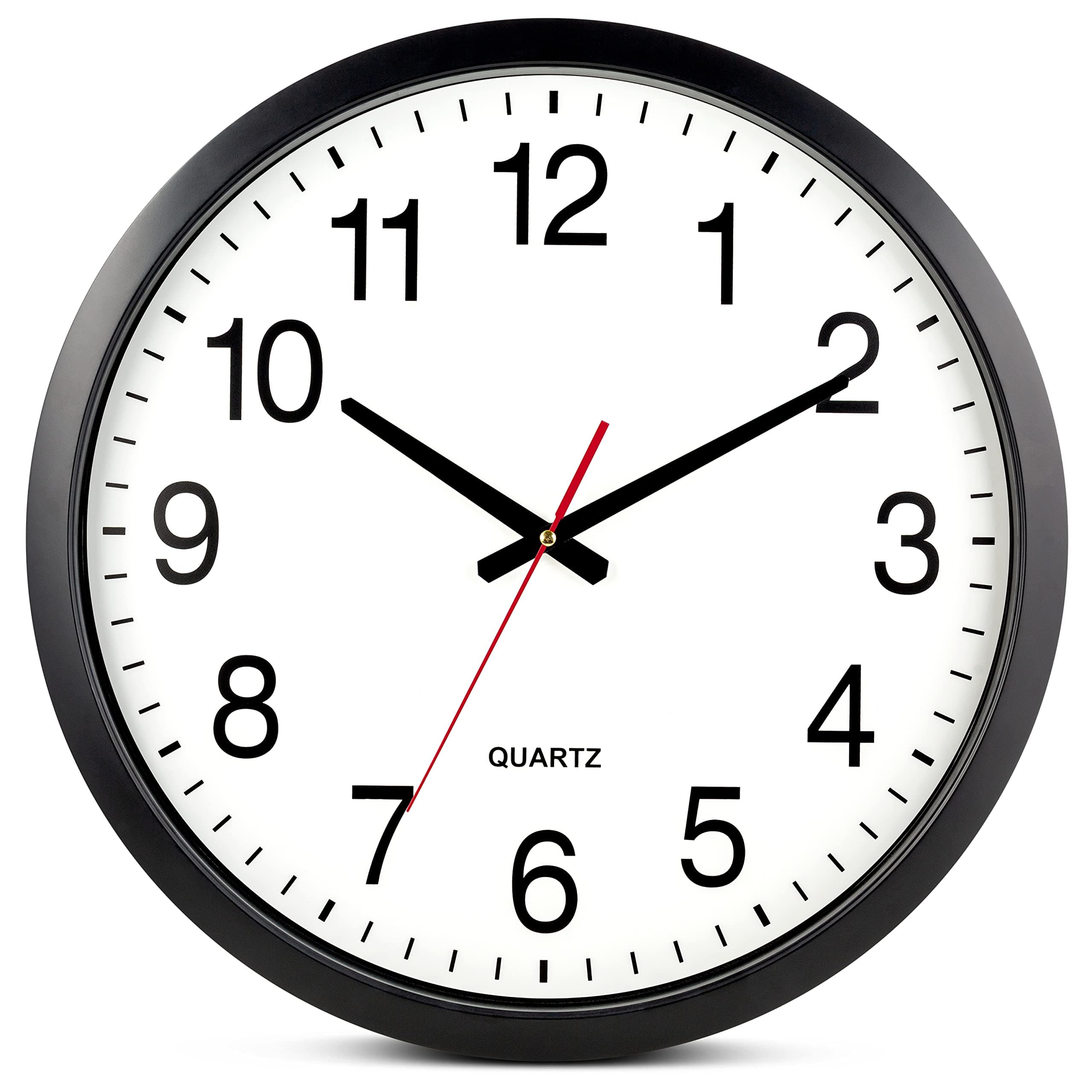 Bernhard Products Black Wall Clock Silent Non Ticking - XL 18 Inch Quality Quartz Battery Operated Round Easy to Read Home/Office/Classroom/School Clock