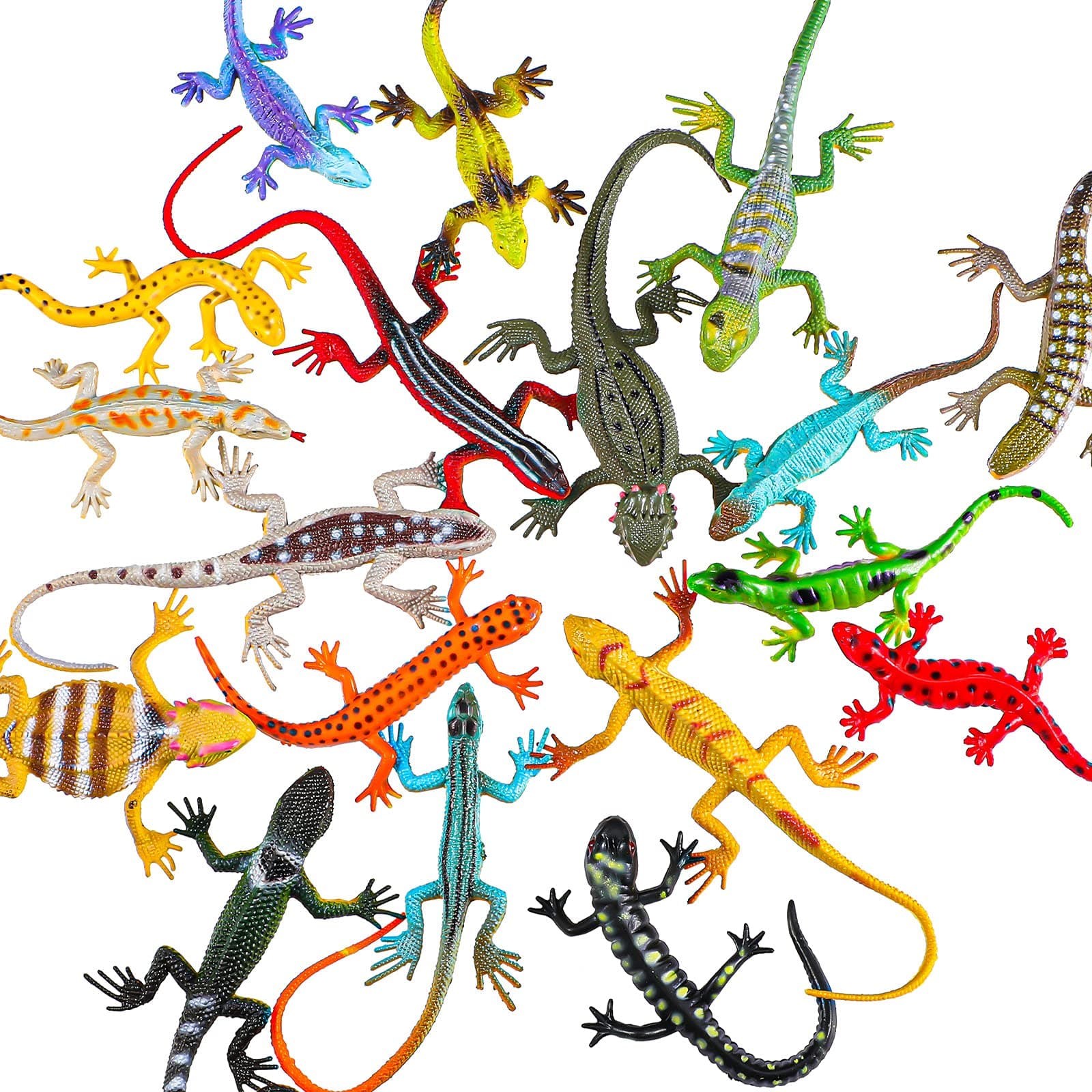 Sumind 18 Piece Plastic Lizard Toys Colorful Plastic Fake Model Artificial Reptile Lizard for Teens Adults Decoration Figure Educational Toys Halloween Party Favors Decoration