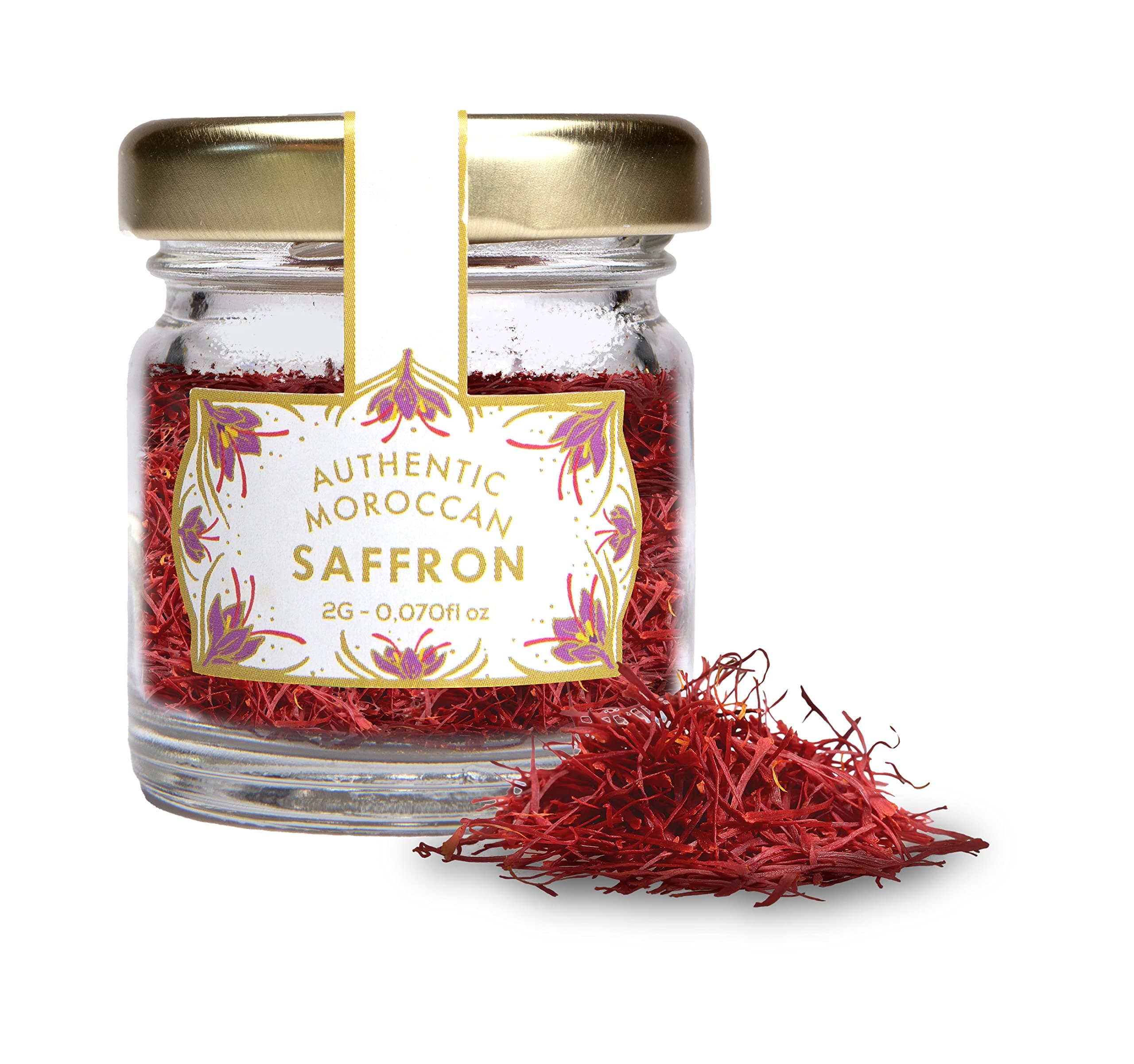 Casablanca Market Pure Organic Moroccan Saffron - Saffron Threads for Cooking from Pure Saffron Bulbs - Fresh Saffron Spice from Saffron Crocus Bulbs - Organic Saffron Straight from Morocco (2g)