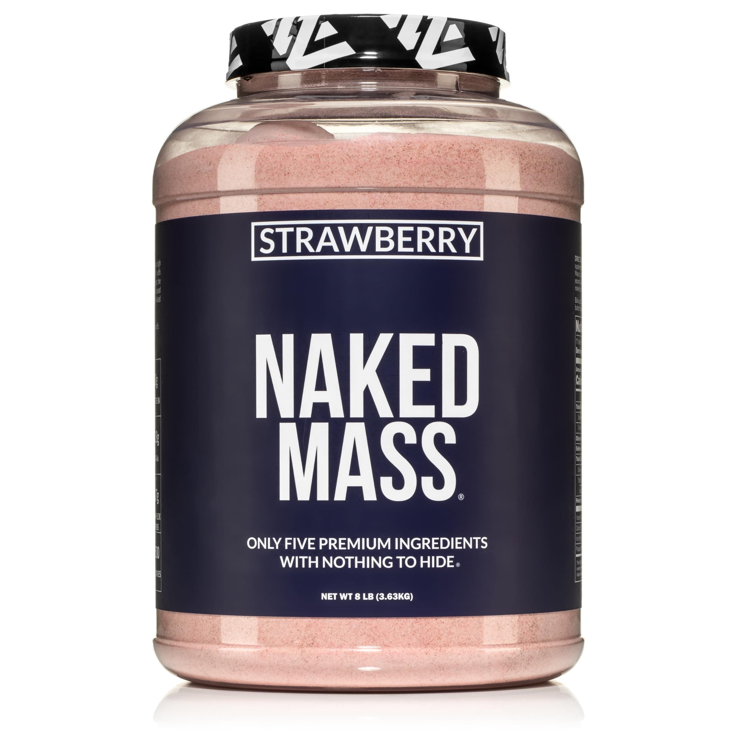 Strawberry Mass - 1,500 Calories, 50G Protein, Nothing Artificial. Strawberry Weight Gainer Protein Powder - 8lb Bulk, GMO Free, Gluten Free & Soy Free