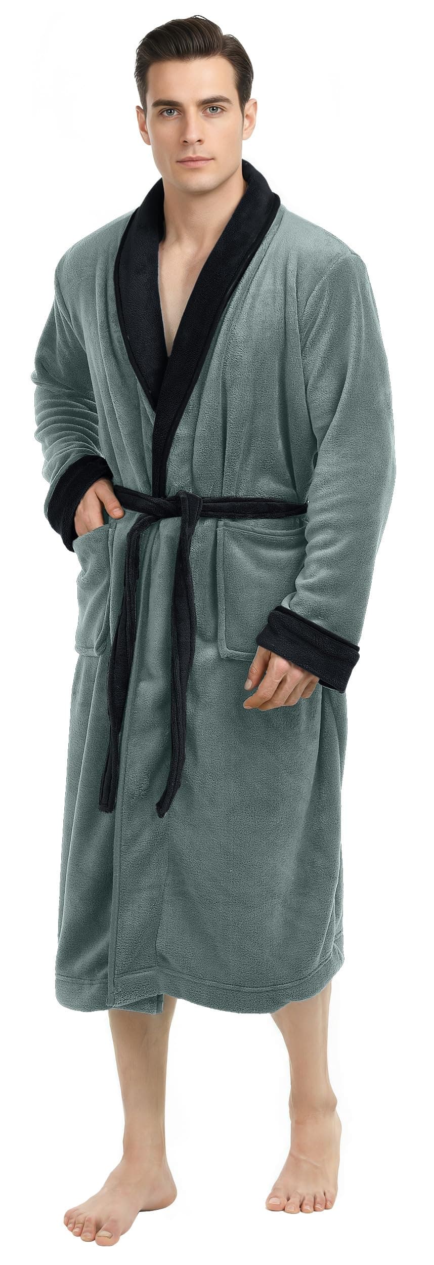 NY Threads Mens Robe, Luxury Plush Fleece Mens Bathrobe, Spa Bath Robe for Men