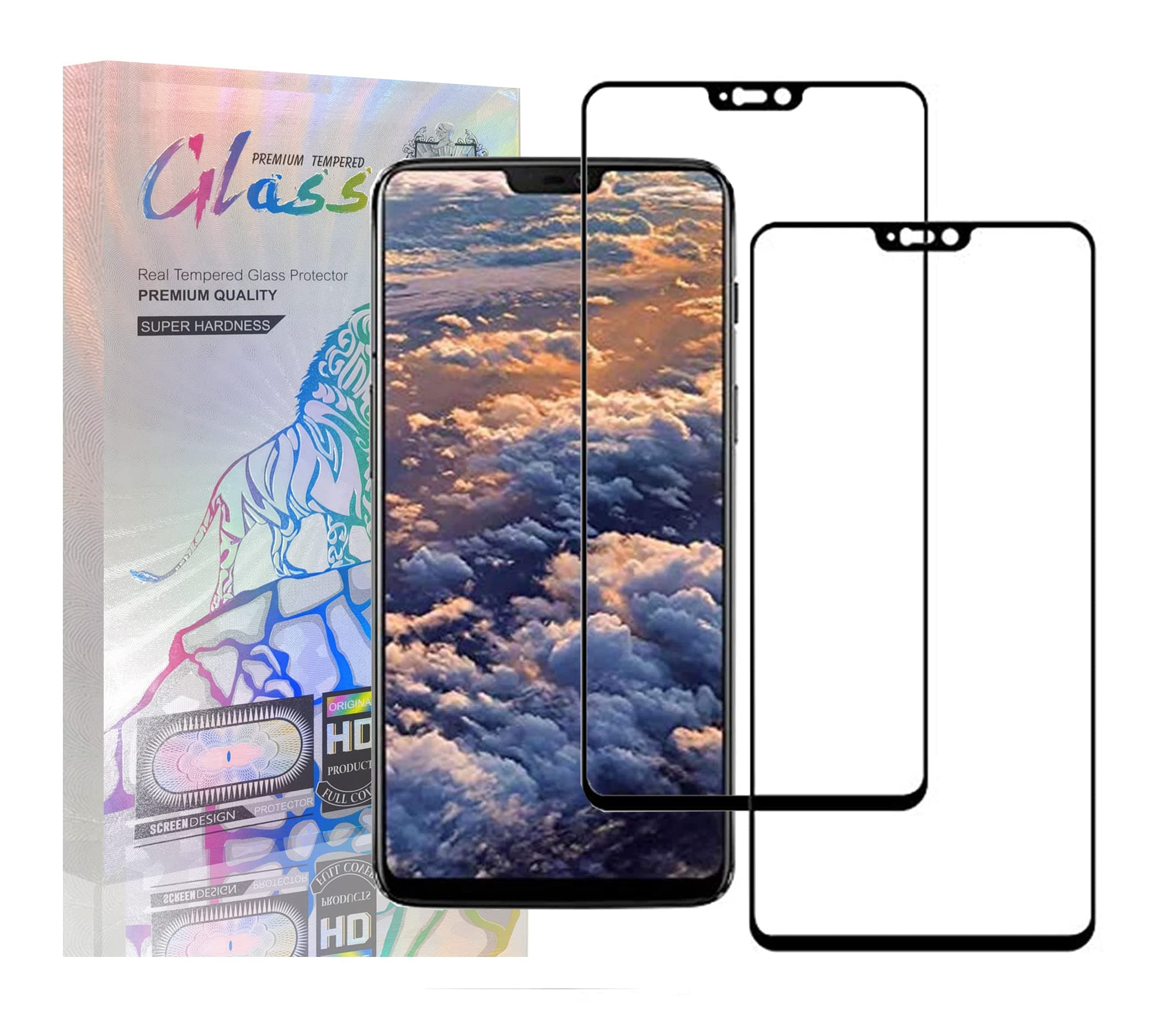 For Oneplus 6 Screen Protector, 9H Hardness Full Screen Tempered Glass For Oneplus 6, Anti-Scratch, Anti-Fingerprint (Black) 2-Pack