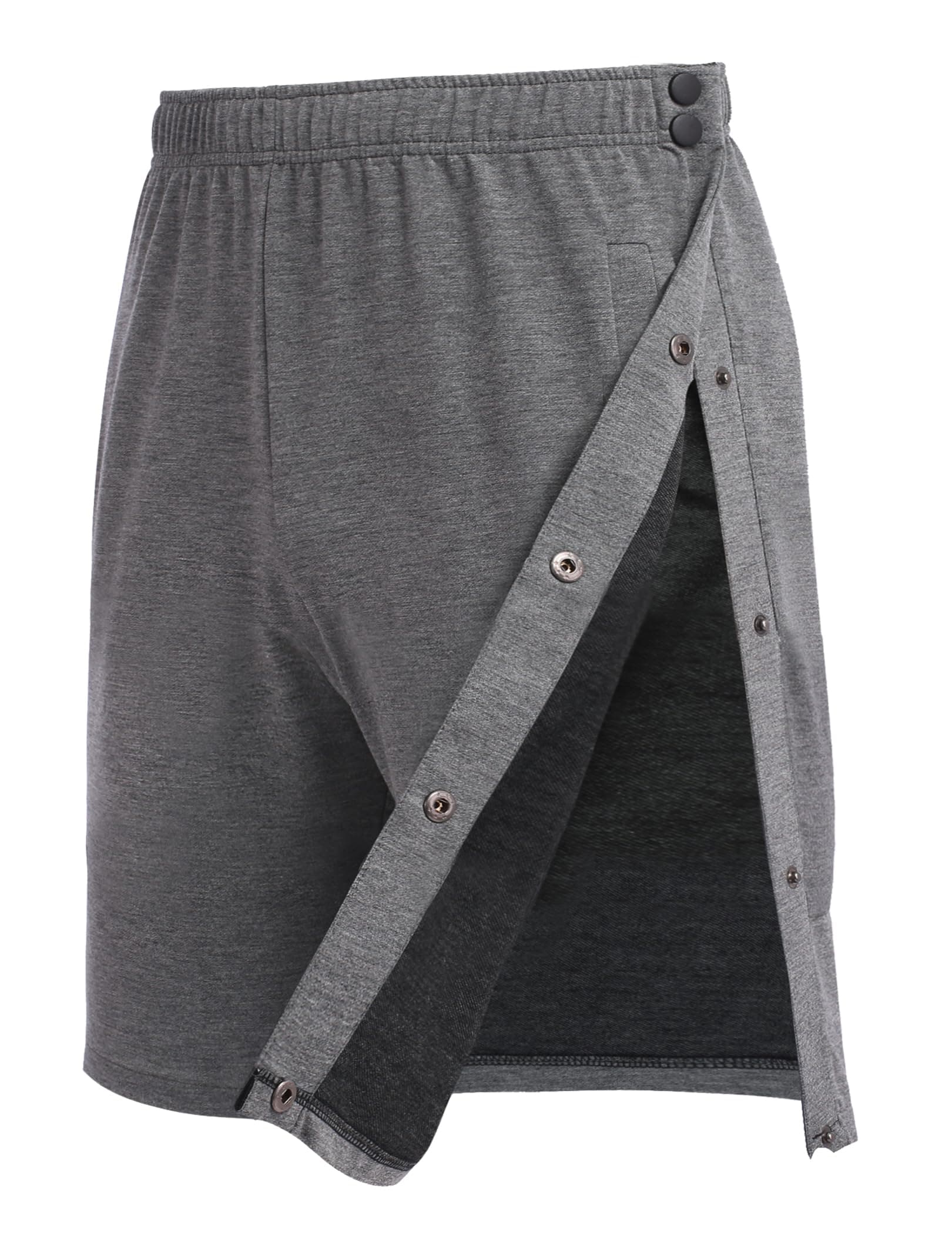 DeyeekMens Tear Away Shorts Post Surgery Recovery Side Snap Shorts Color Block Cotton Break Away Pants with Pockets