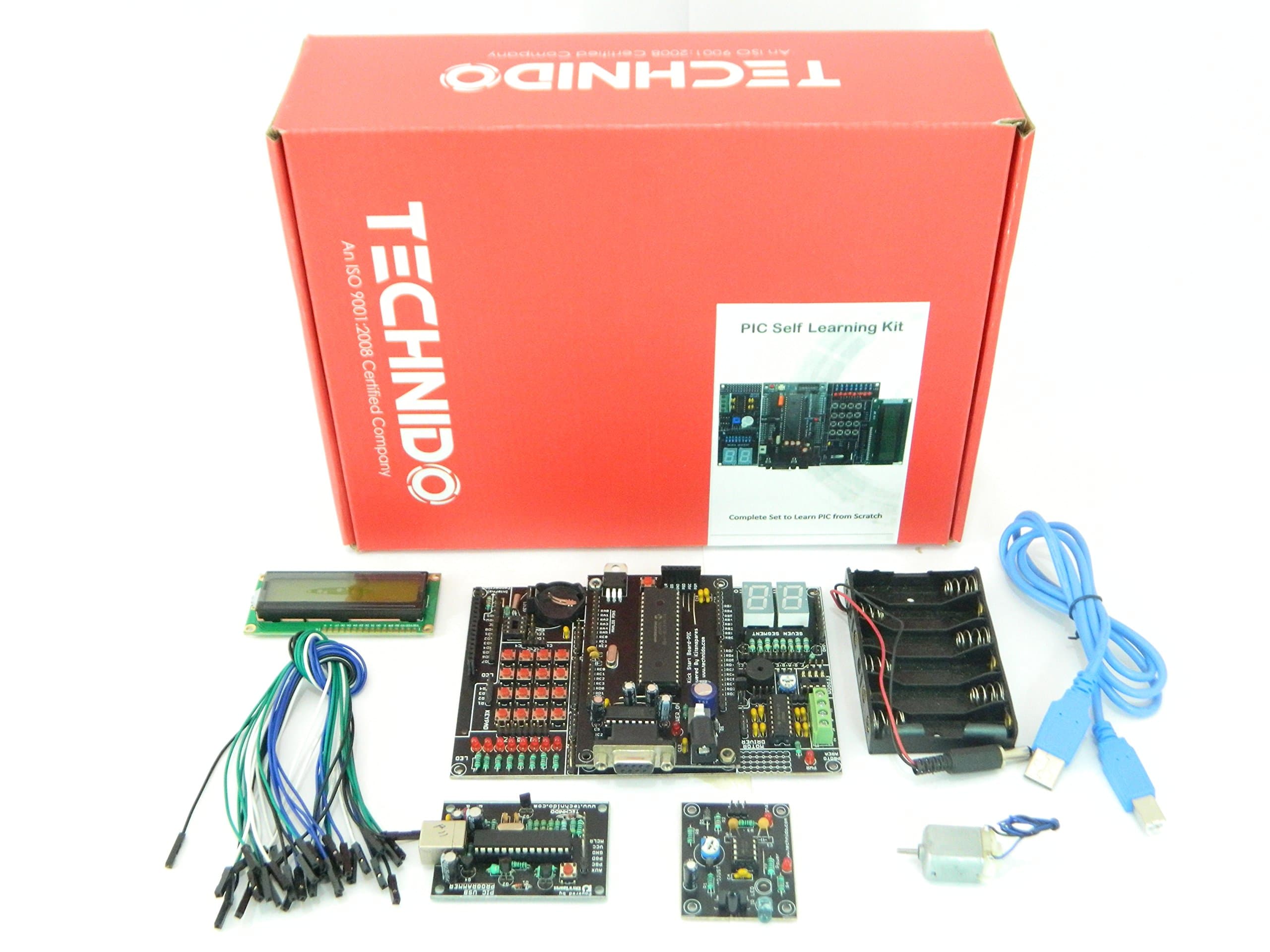 PIC Development Board Self Starter Learning Kit with USB Emulator Programmer with Interfacing Modules | TECHNIDO