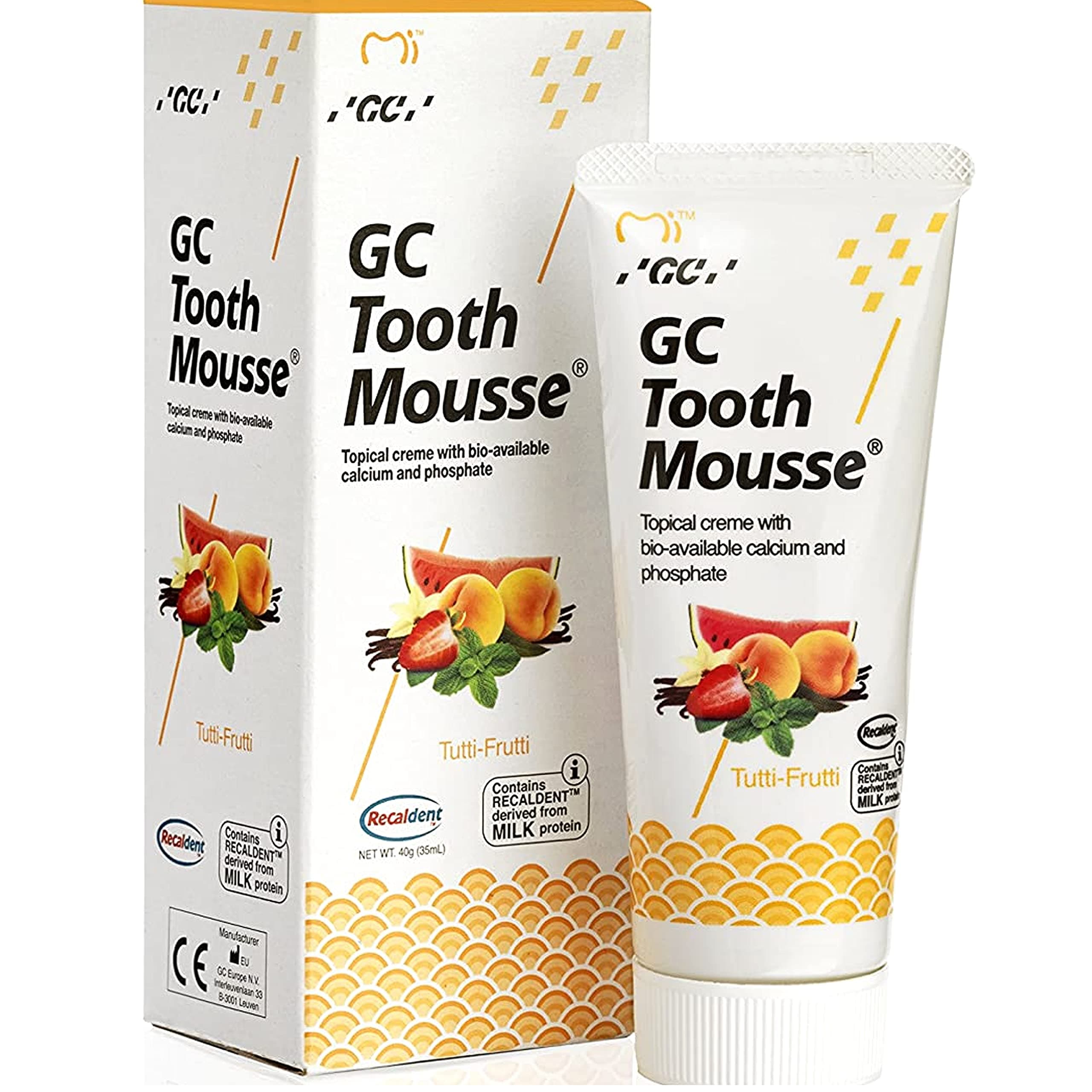 Toothpaste Mousse, Tutti Frutti 2x35ml, Natural Tooth Care for Babies, Pack of 2, Unisex Kids, 140ml, Casein, Mint, Strawberry