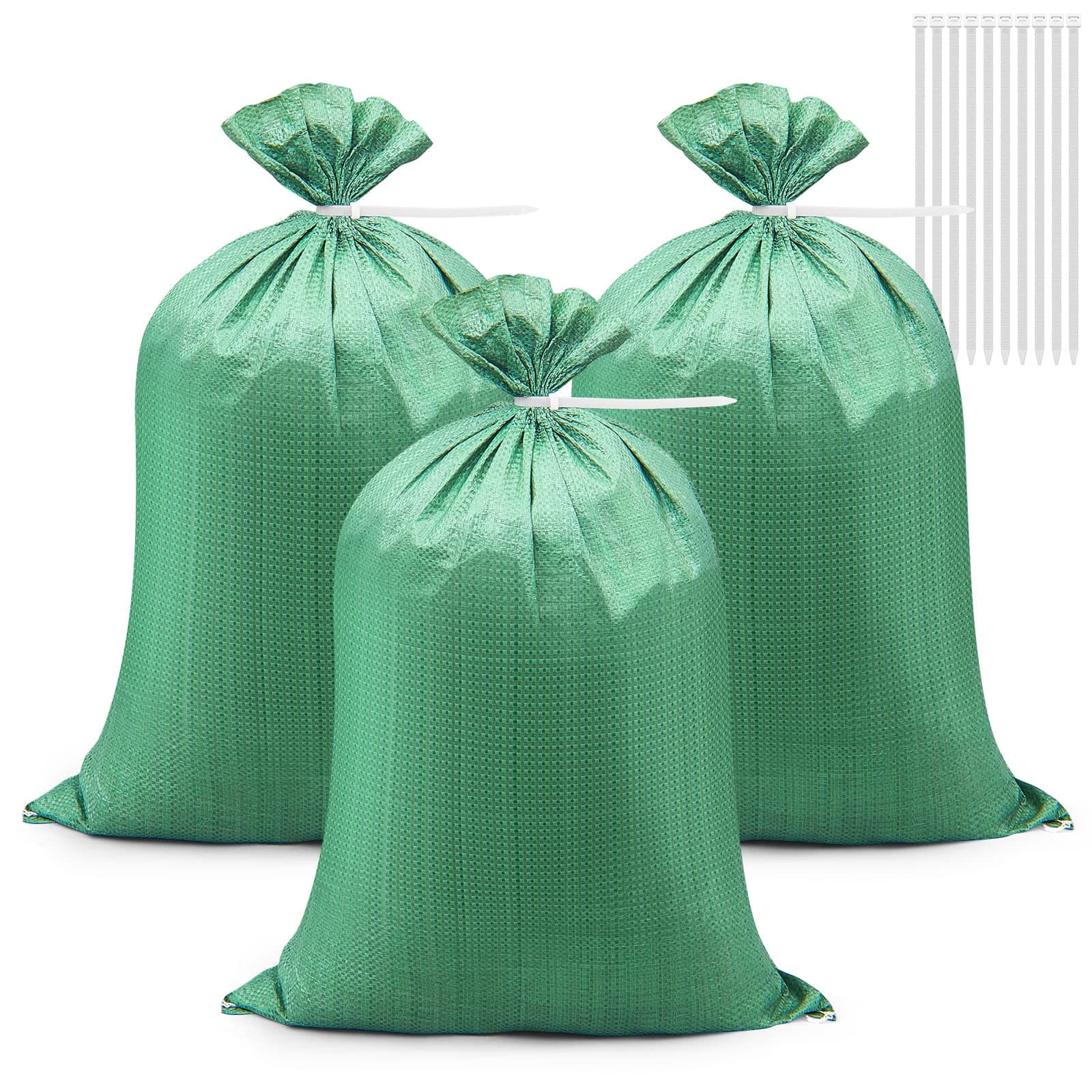 20 Pcs Sandbags for Flooding Heavy Duty Woven Gravel Bags Sandbags and 20 Pieces Ties Soil, Builders for Garden Rubbish Flood(Mixed Color)